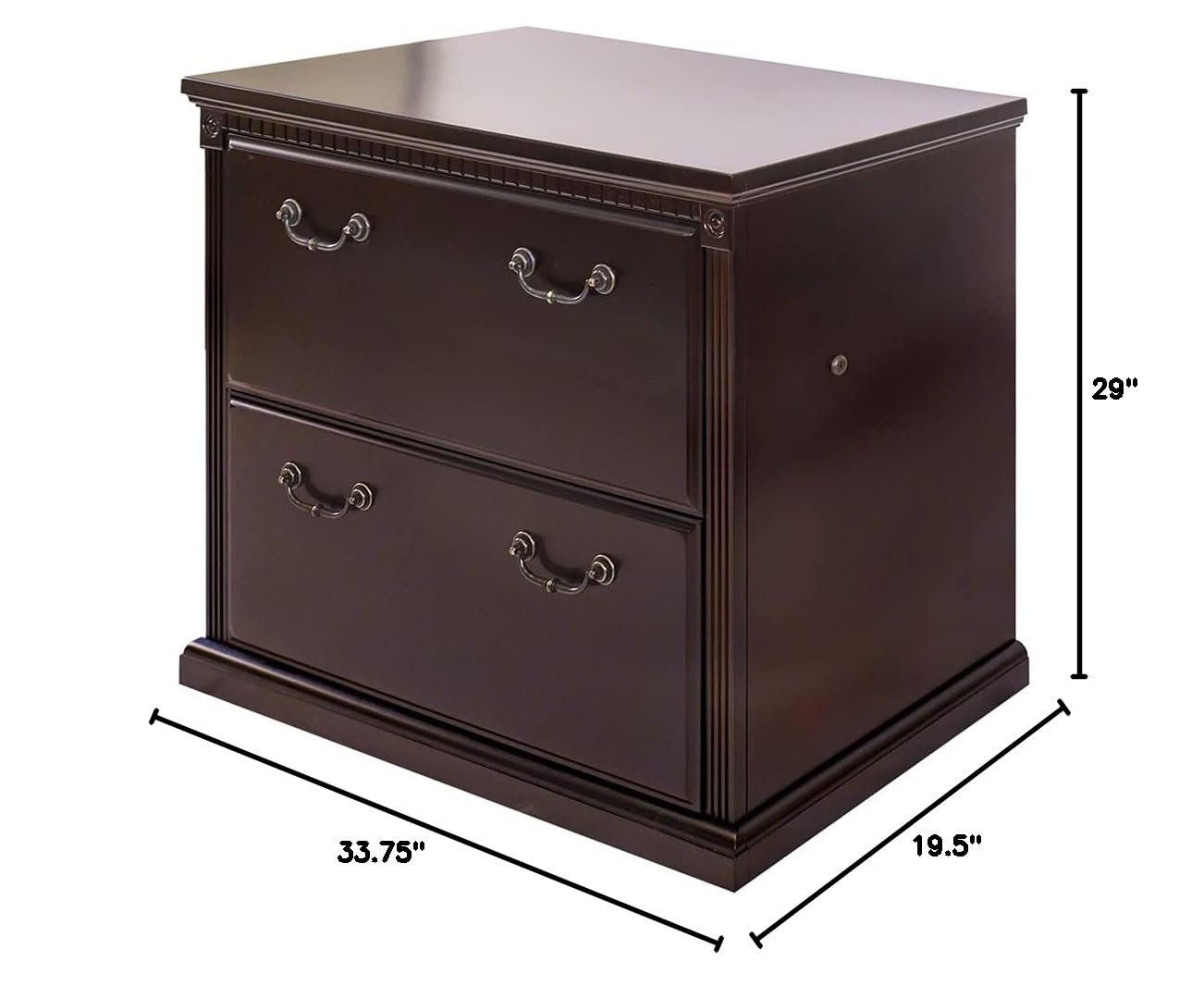 Martin Furniture Huntington Club 2-Drawer Lateral Office File Cabinet - Perfect for Home Office, Business Storage & Organization