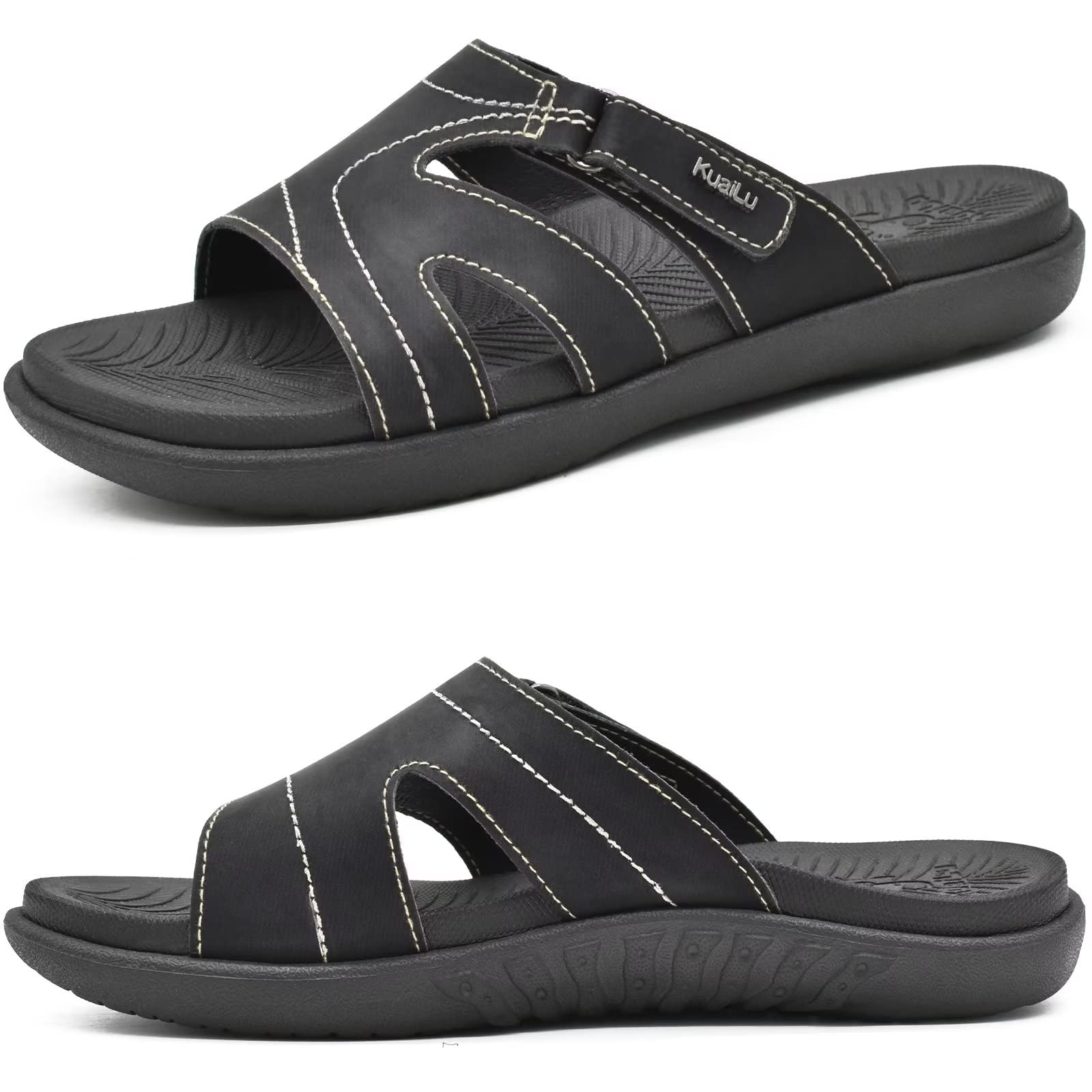 **KuaiLu Women's Orthotic Slides - Lightweight Athletic Sandals with Thick Cushion & Arch Support for Plantar Fasciitis - Perfect for Yoga, Running, Gym & Home Comfort**