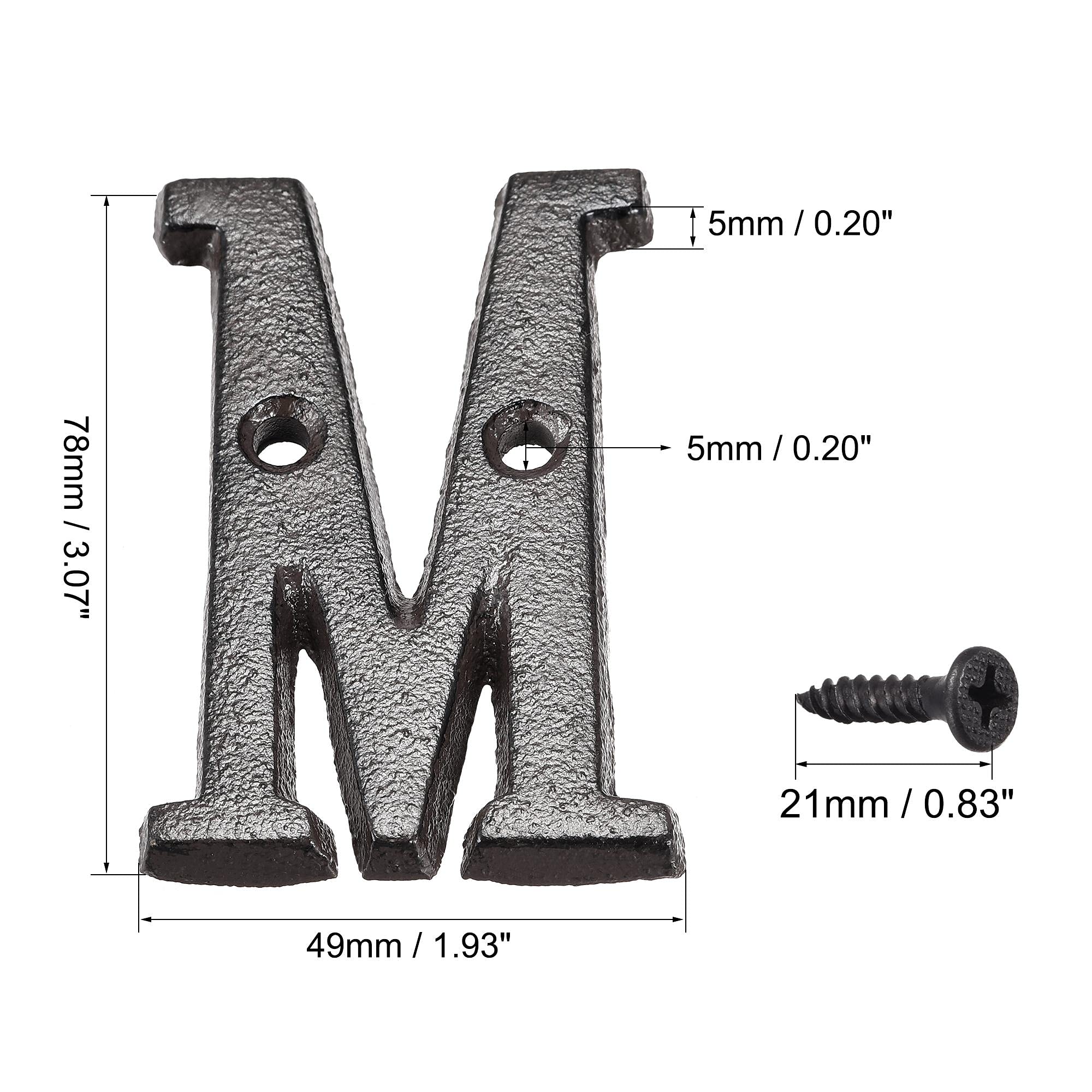 3 Inch Cast Iron Letter M - House Letter for Home, Hotel, Mailbox & Address Sign - Durable Outdoor Decorative Lettering for Porch, Garden & Wall Decor