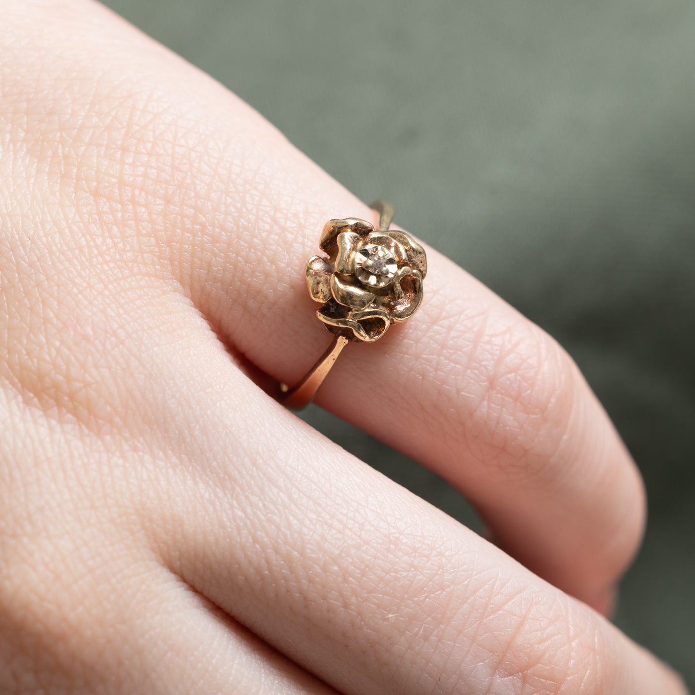 0.004ct Single Stone Diamond Flower Ring - Size 4.75 | Elegant Dainty Jewelry for Women | Perfect for Engagement, Wedding, Anniversary & Everyday Wear