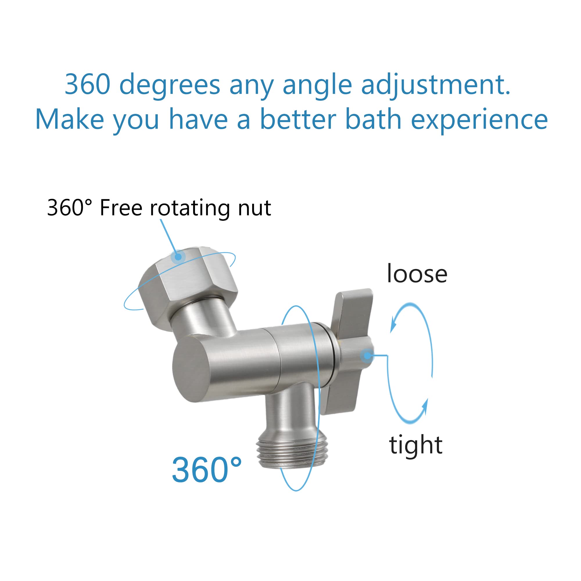 All Metal Shower Angle Adapter - Adjustable Shower Head Extension with Solid Brass Elbow for Universal Connection (Brushed Nickel) - Perfect for Bathroom Renovation & Enhanced Shower Experience