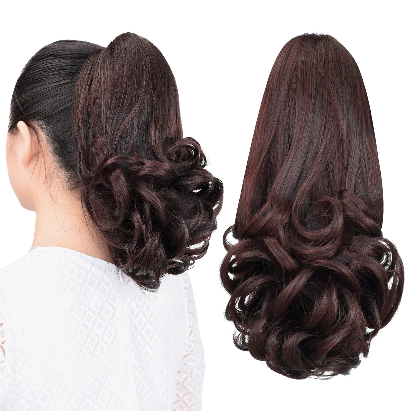 Natural Straight Ponytail Hair Extension with Claw Clip - Seamless Blonde Brown Black Hairpiece for Women - Perfect for Parties, Weddings & Everyday Styling
