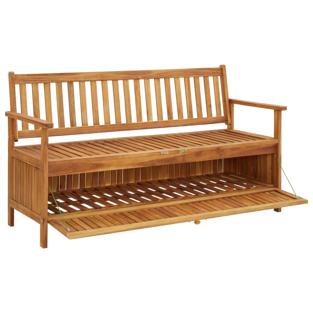 vidaXL Solid Acacia Wood Storage Bench - Stylish Patio Furniture with Large Storage Compartment, Durable Outdoor Seating, Natural Oil Finish - Perfect for Garden, Deck, and Entryway Organization