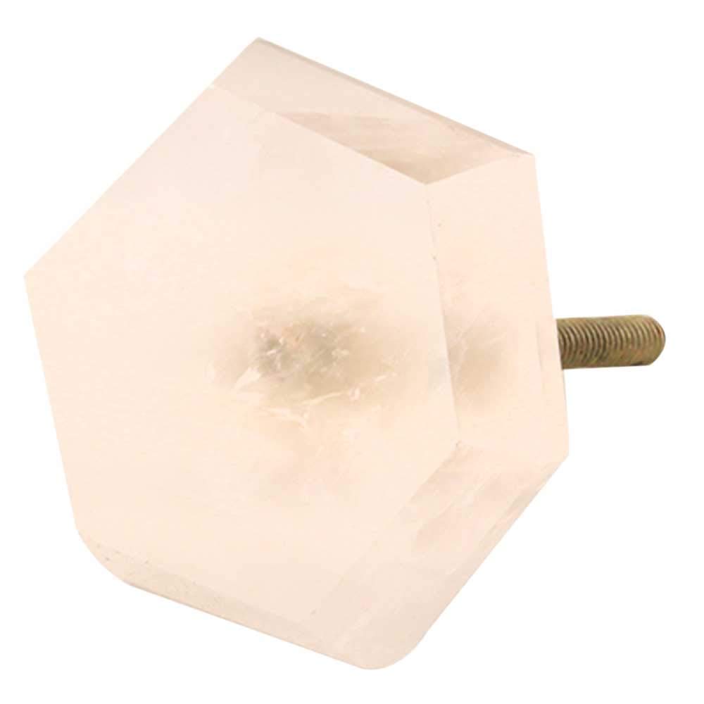 12 Pack Hexagon Pink Quartz Cabinet Pulls - Luxury Decorative Stone Drawer Knobs for Dresser, Wardrobe & Upscale Door Handles - Elegant Home Decor for Bedroom, Bathroom & Kitchen Cabinets