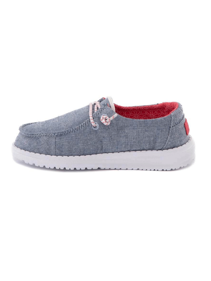 Hey Dude Wendy Youth Shoes - Comfortable Braided Casual Sneakers for Boys & Girls | Perfect for School, Play & Everyday Wear (Chambray, Size 10)
