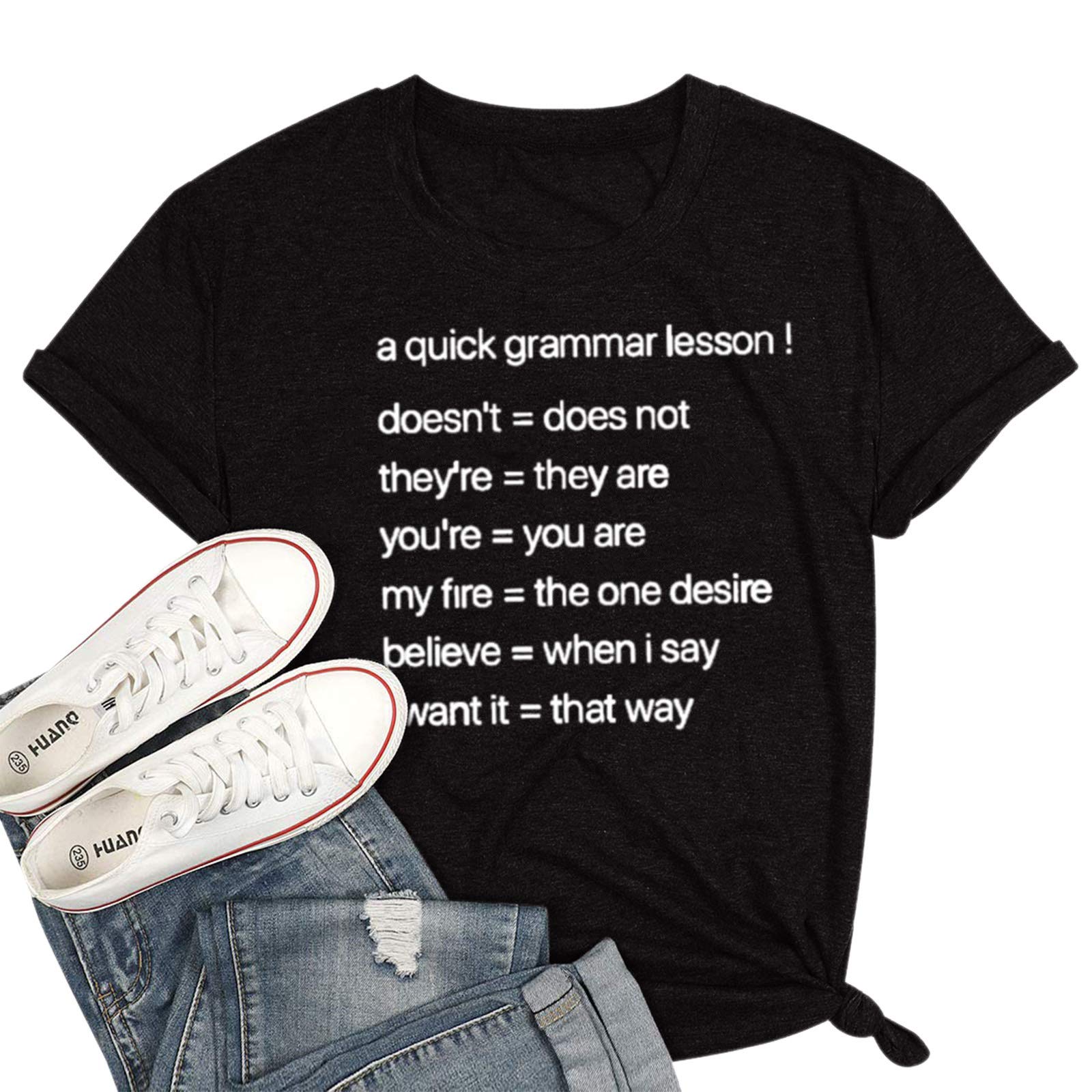 Women's Short Sleeve Graphic Printed Crewneck T-Shirt - Casual Novelty Tee Top Blouse for Everyday Wear, Outings & Summer Fashion