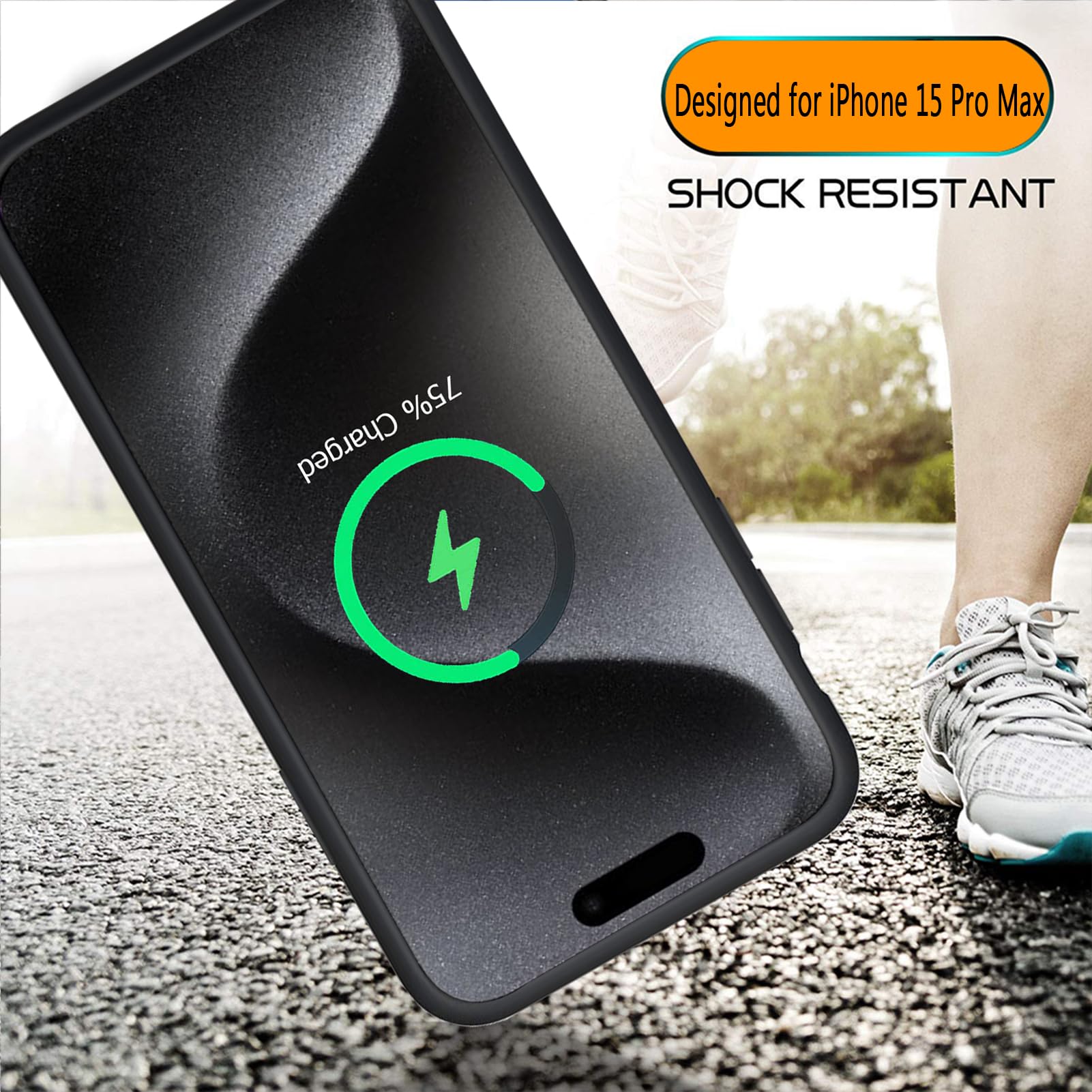 12000mAh Battery Case for iPhone 15 Pro Max (6.7 inch) - High Capacity Rechargeable Charging Case with Wireless Charging | Portable Power Bank for Travel, Work & Outdoor Activities | Compatible with iPhone 15 Pro Max - Black