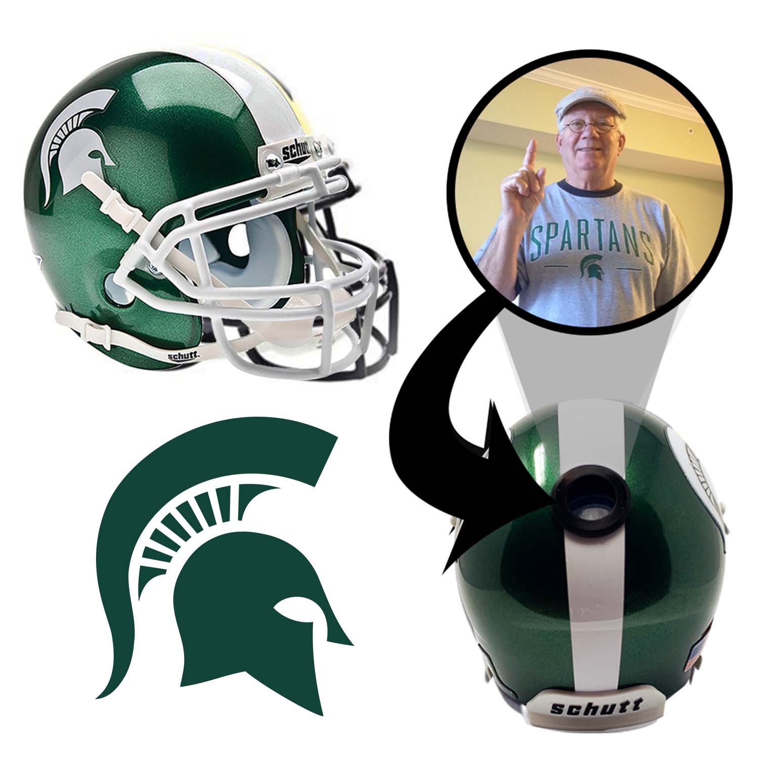 Michigan State Spartans College Football Collectible Mini Helmet with Display Stand - Perfect for Fans, Collectors & Game Room Decor