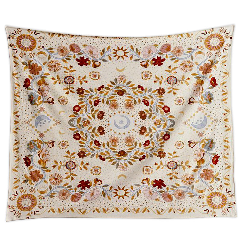Vintage Floral Moon Mandala Tapestry Wall Hanging - Boho Home Decor for Bedroom, Living Room & Dorm - Spiritual Meditation Yoga Space Aesthetic