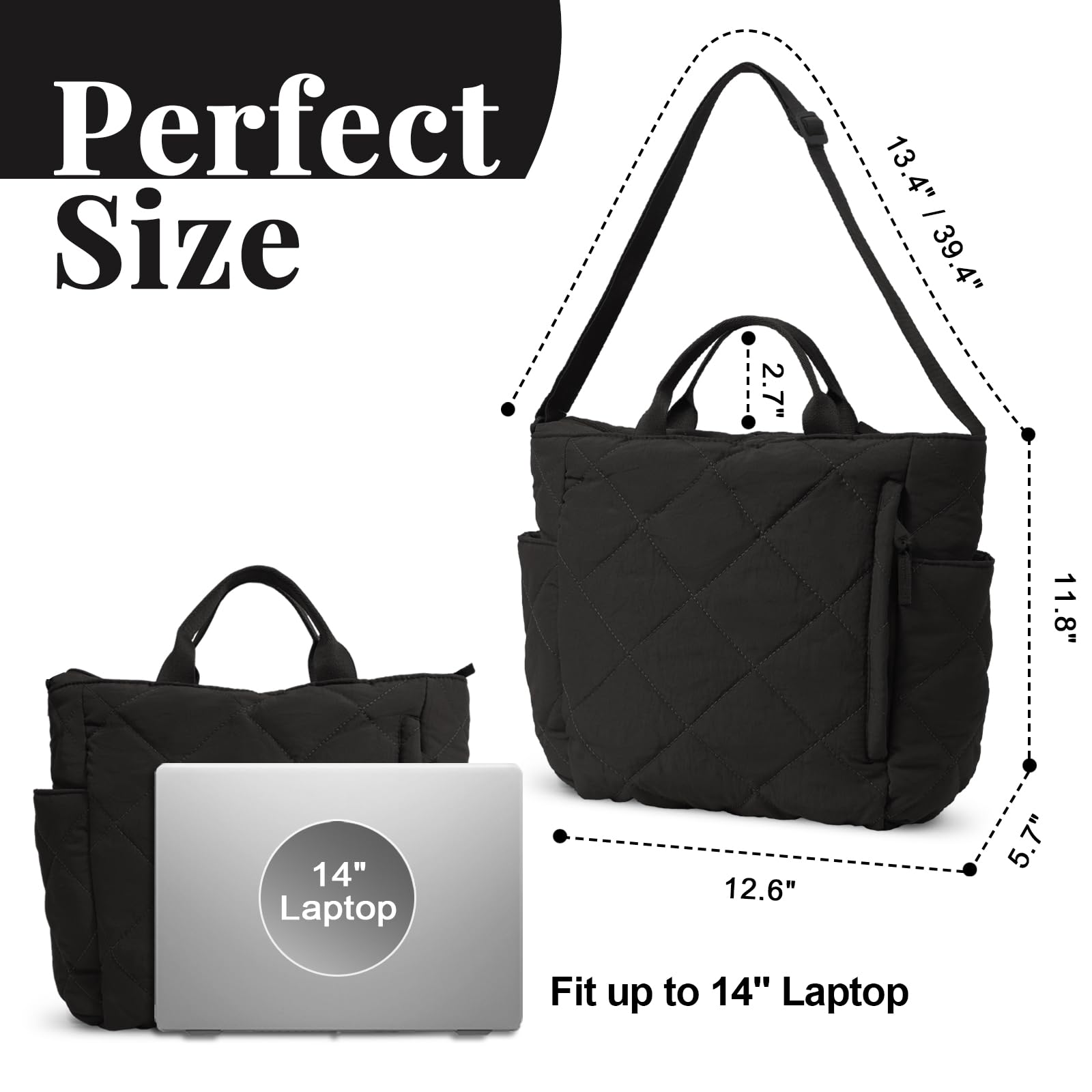 WOOMADA Quilted Tote Bag for Women - Lightweight Padded Shoulder Bag & Nylon Puffer Hobo Handbag - Perfect for Work, Travel & Everyday Use