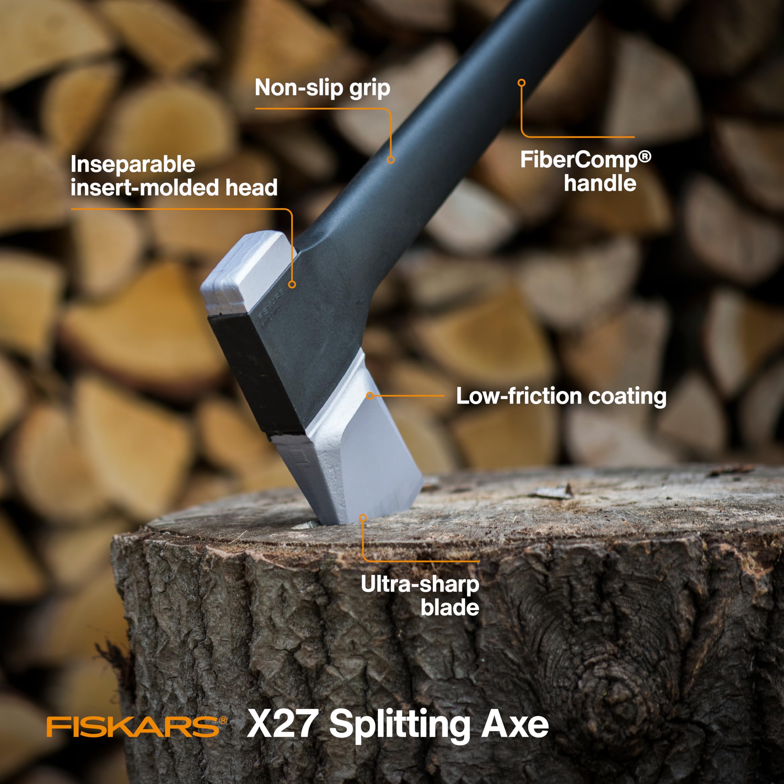 Fiskars X27 Super Splitting Axe 36-Inch with Hatchet Bundle - Heavy Duty Wood Chopping Tool for Firewood, Camping & Outdoor Survival Gear