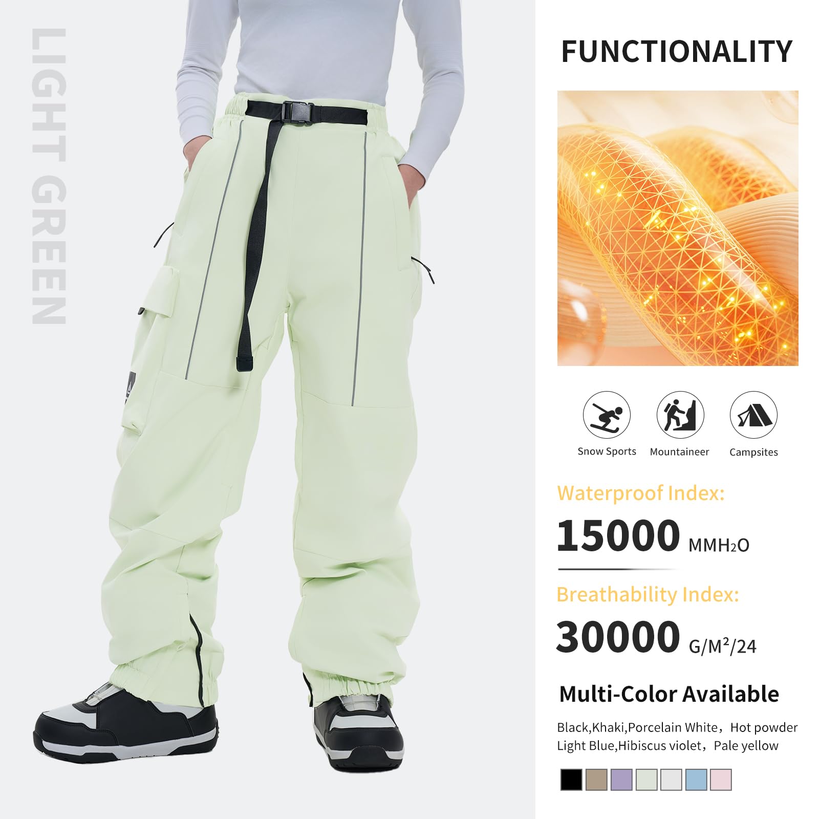 Waterproof Insulated Ski & Snowboard Pants for Men & Women - Windproof Winter Snow Pants with Warm Lining for Skiing, Snowboarding & Hiking