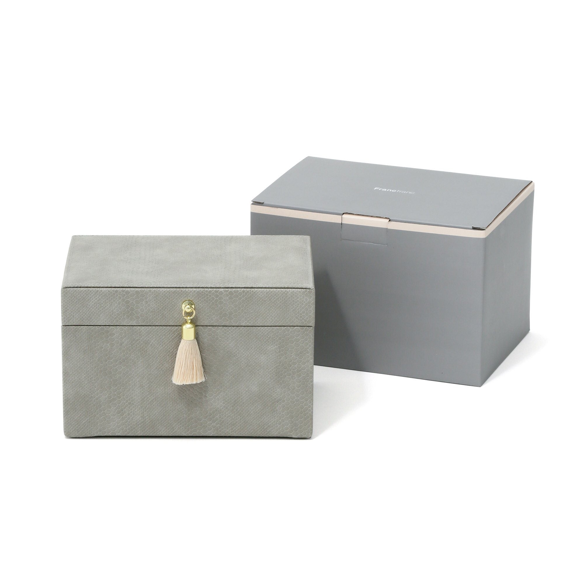 Flavia Small Gray Jewelry Box - Elegant Storage for Rings, Necklaces & Earrings | Perfect for Travel & Home Organization