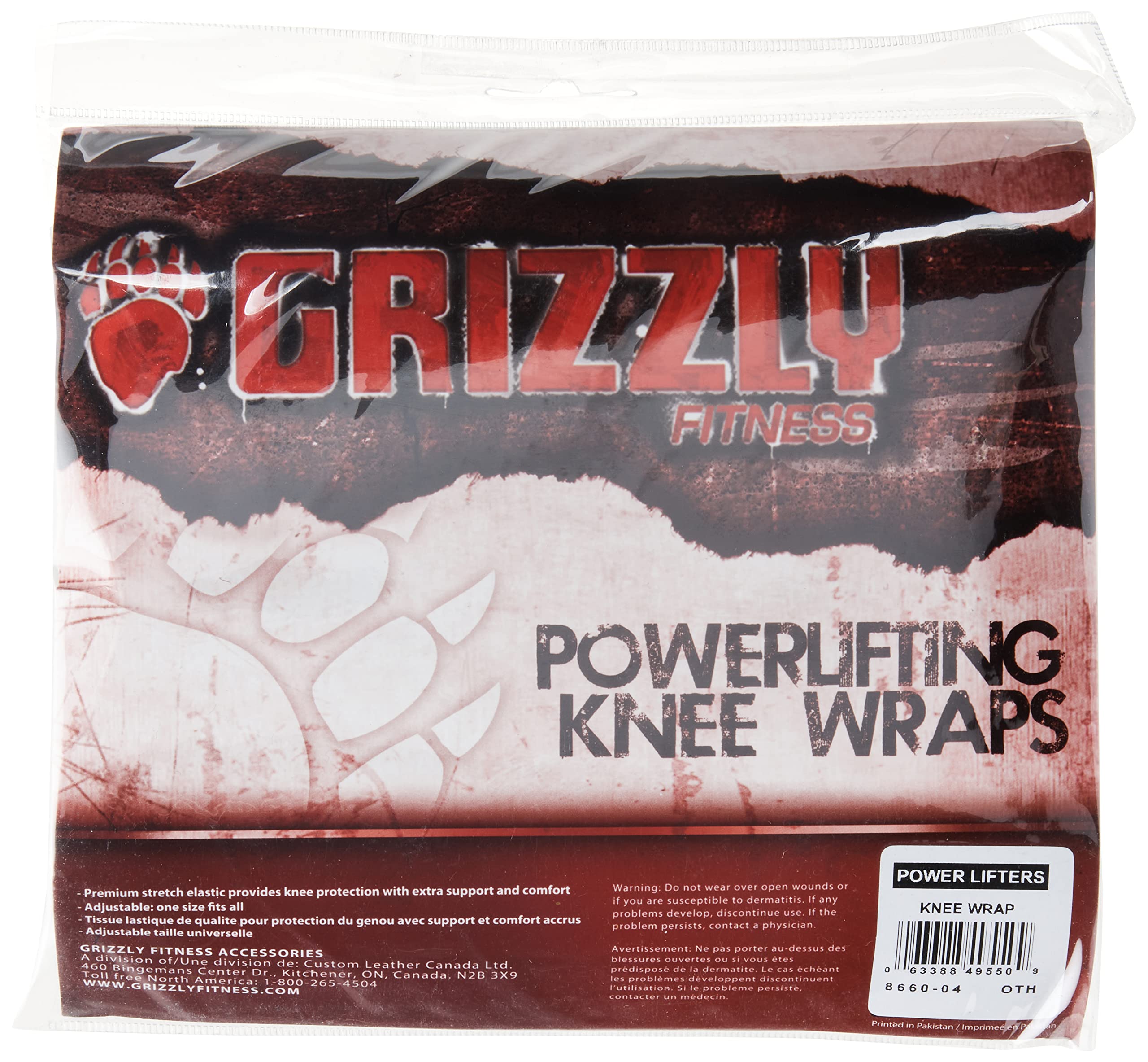 Grizzly Fitness Power Lifting Knee Wraps for Weightlifting & Squats - Support & Stability for CrossFit, Powerlifting & Gym Workouts - One Size Fits All