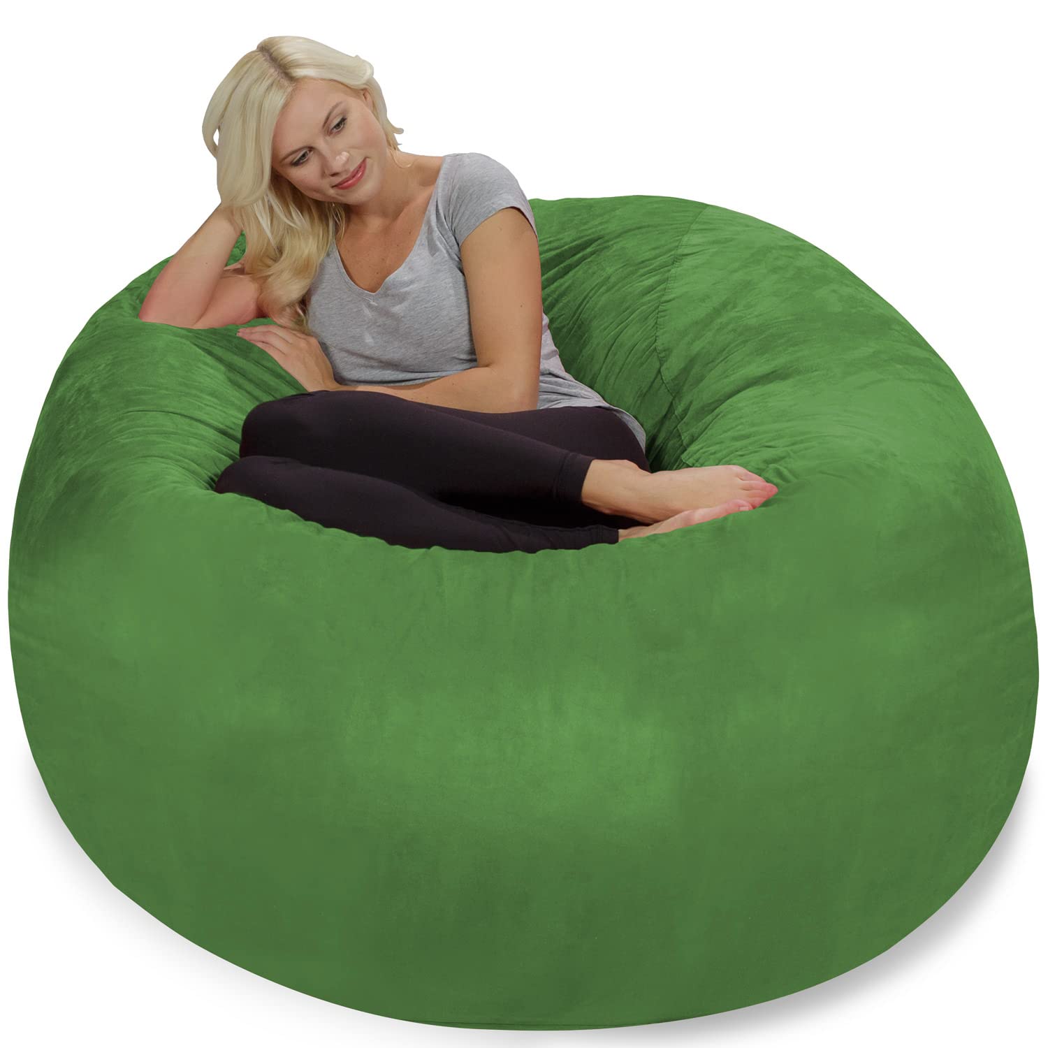 Chill Sack 5' Giant Memory Foam Bean Bag Chair - Ultra Soft Microfiber Cover (Green) - Perfect for Living Rooms, Game Rooms & Dorm Lounging