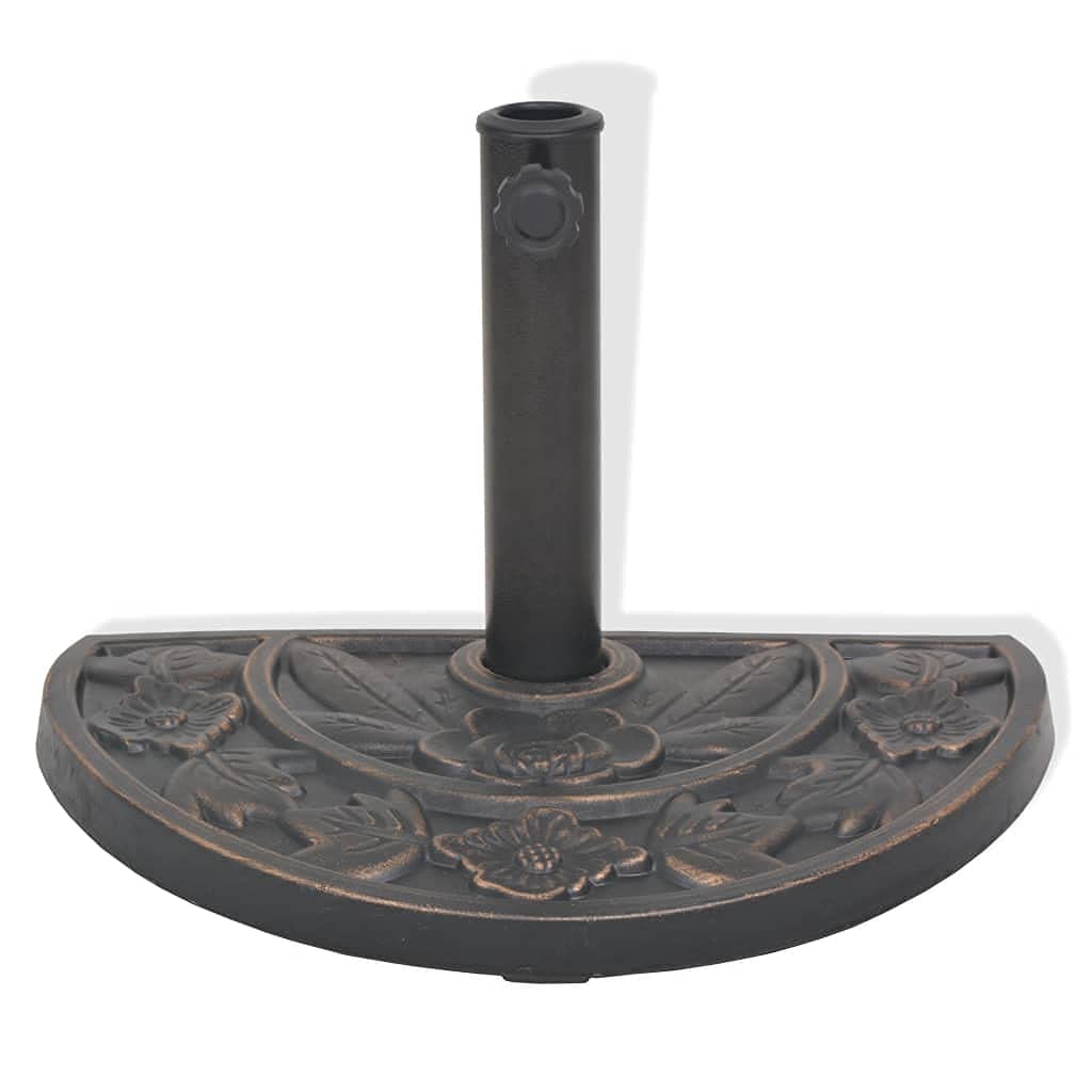 Heavy Duty Resin Half Round Bronze Patio Umbrella Base Stand - 19.8 lbs Outdoor Weighted Holder for Market, Garden, Poolside & Deck Use