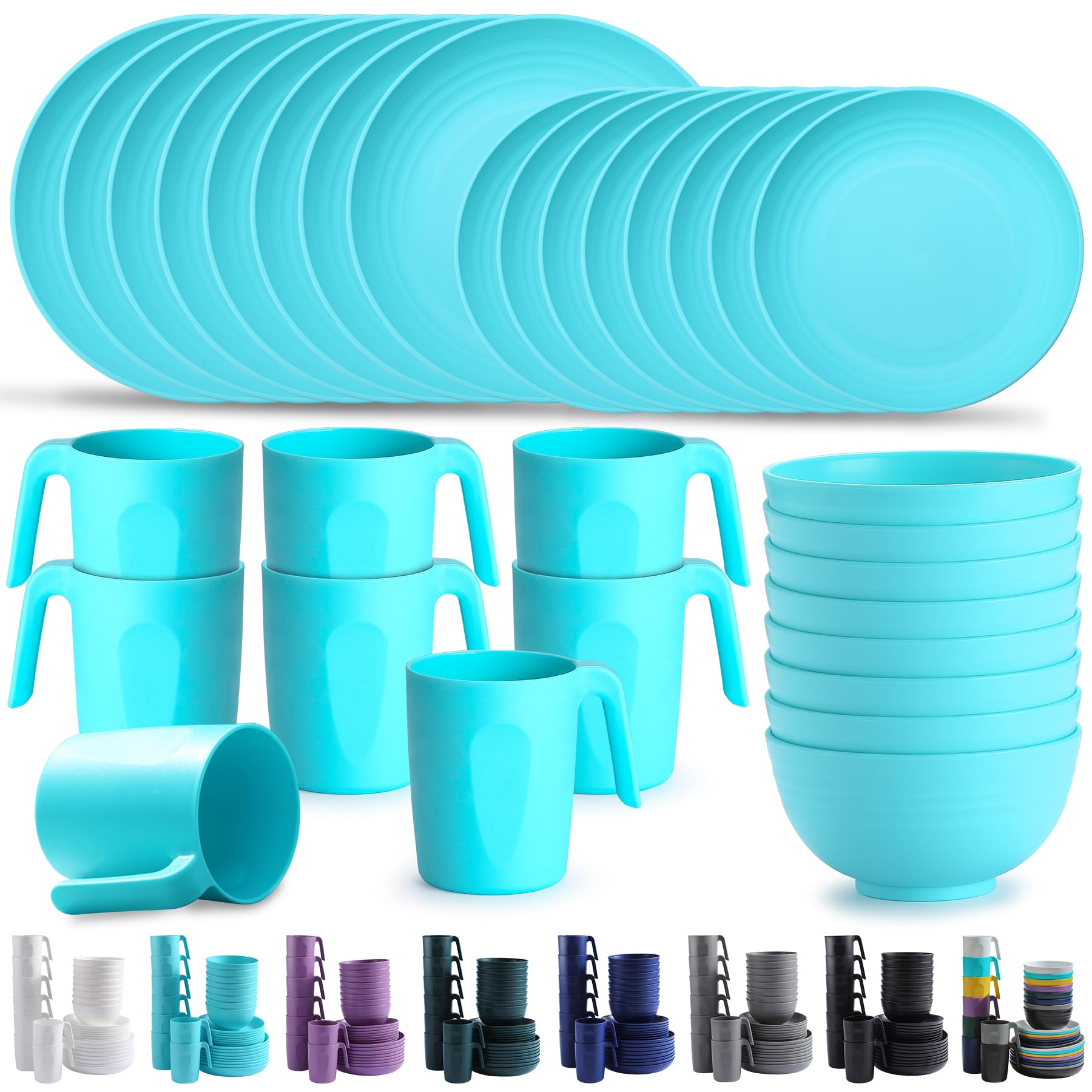 Kyraton 32-Piece Unbreakable Dinnerware Set for 8 - Microwave & Dishwasher Safe for Outdoor & Camping