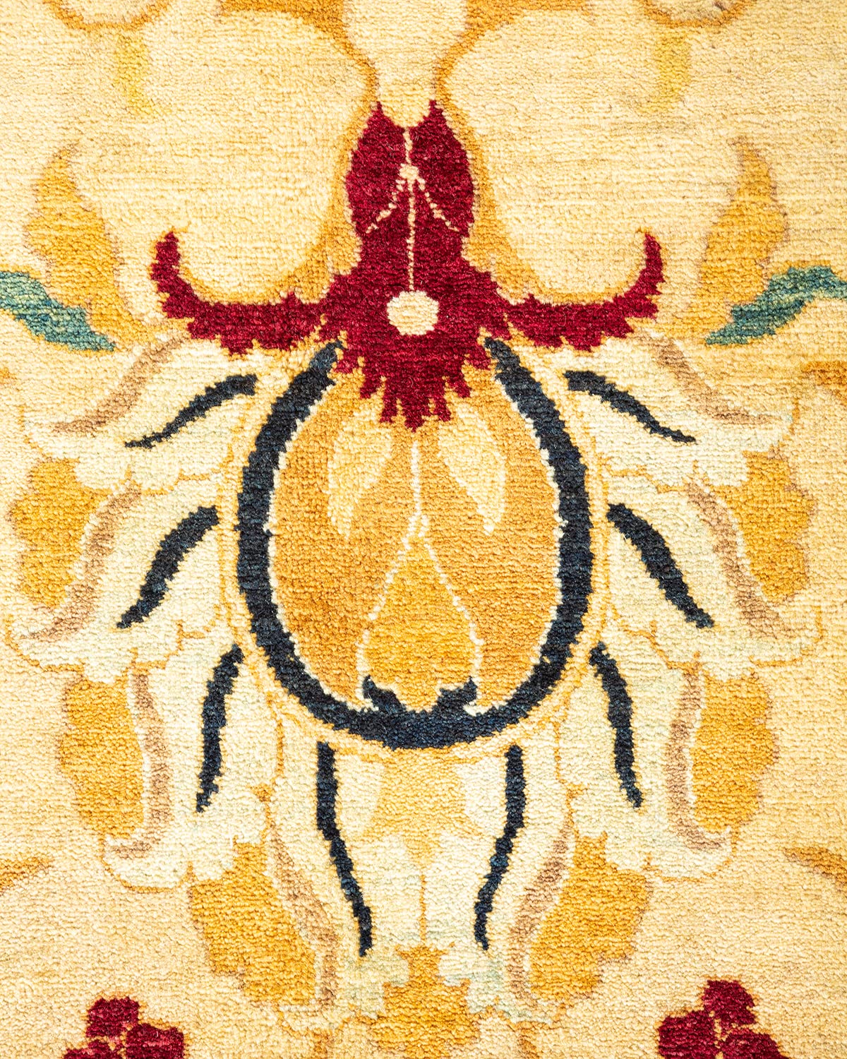 Handmade Wool Oriental Mogul Ivory 8x10 Area Rug - One of a Kind Hand Knotted Traditional Design for Living Room, Bedroom & Dining Room Decor