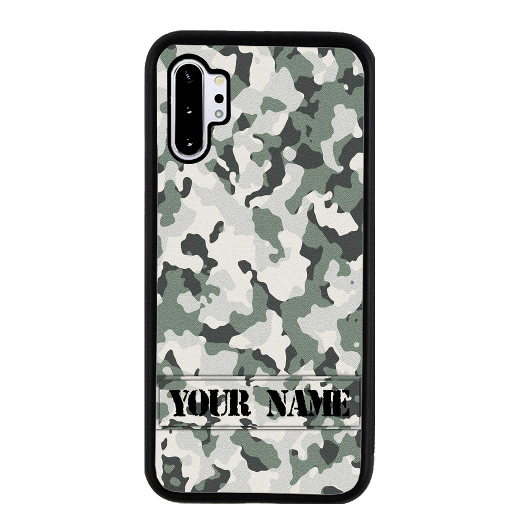 Custom Name Army Camouflage Green Rubber Phone Case for Samsung Galaxy Note 10 - Personalized Military Design, Durable Shockproof Protection - Perfect for Outdoor Adventures, Hunting & Military Enthusiasts