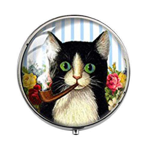 Glass Pipe Smoking Cat Pill Box & Candy Container - Portable Storage for Pills, Vitamins, or Small Treats - Perfect for Travel, Home, or Office Use