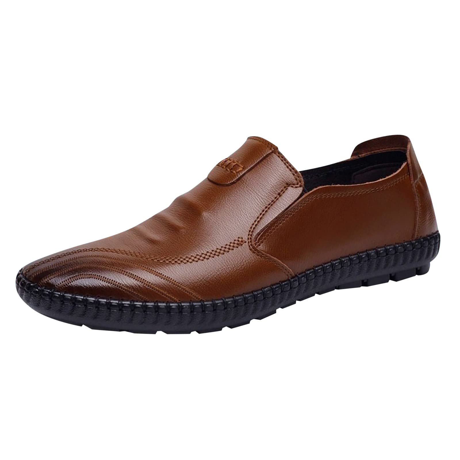**Men's Black & Gold Classic Leather Dress Shoes - Slip On PU Oxford Shoes for Formal & Business Occasions**