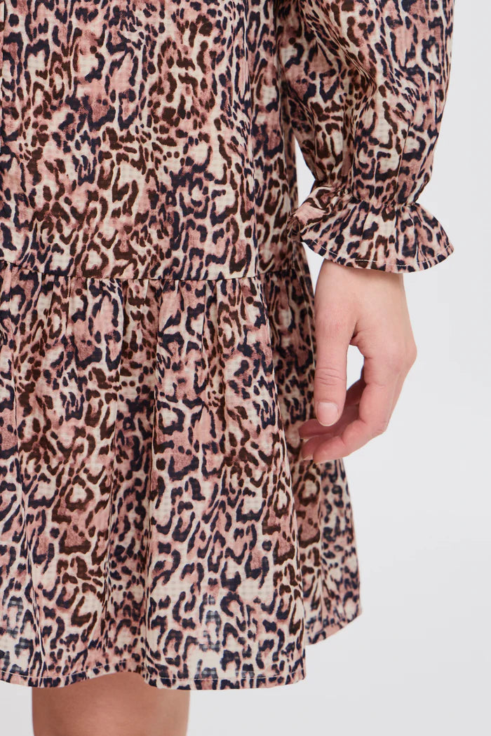 Fary Women's Long Sleeve Mini Dress - Leopard Print Party Dress for Night Out, Date Night, and Club Wear