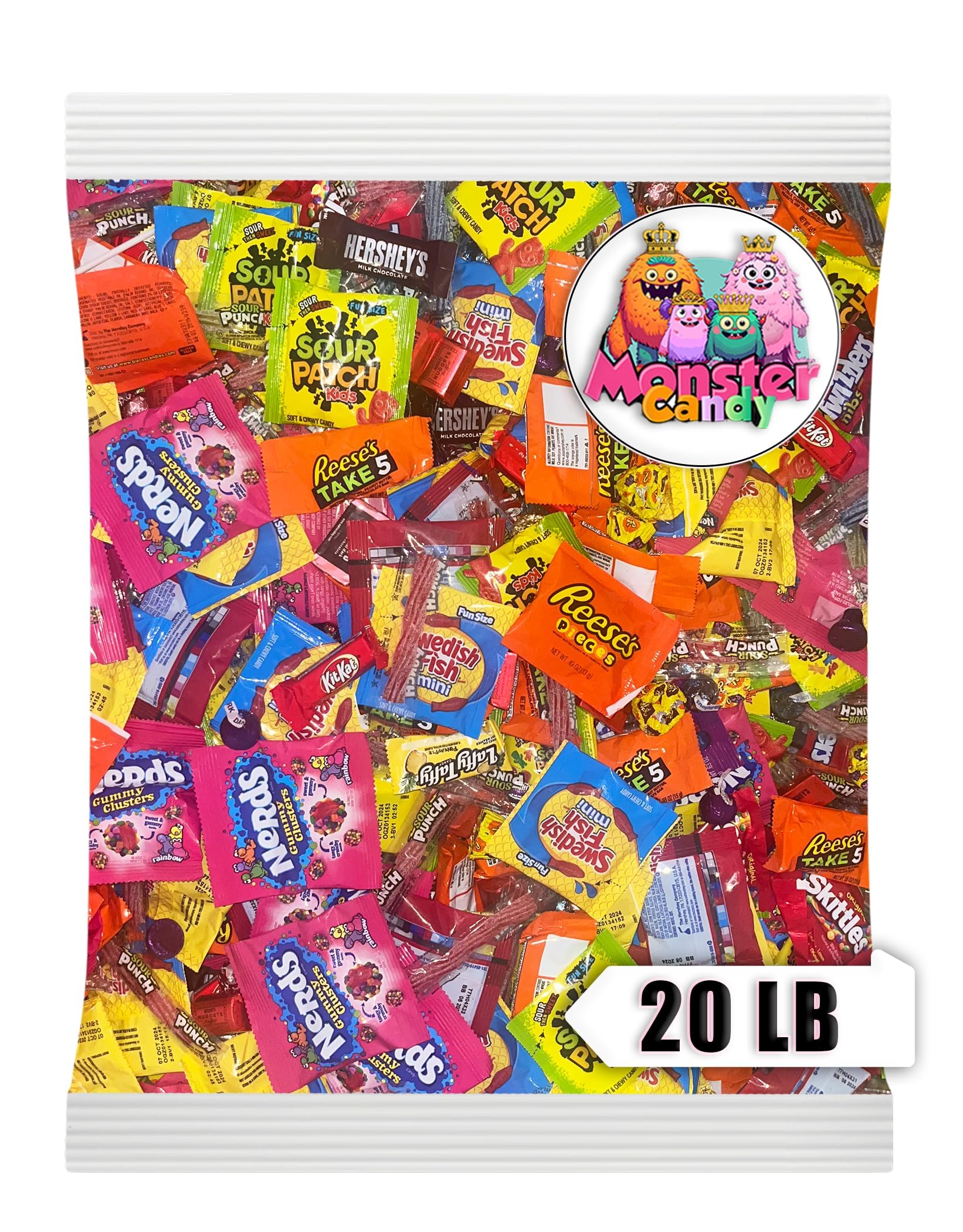 20 lb Bulk Chocolate and Candy Variety Pack - Individually Wrapped Pinata Stuffers & Party Favors for Kids - Perfect for Birthday Parties, Halloween Treats & Goodie Bags