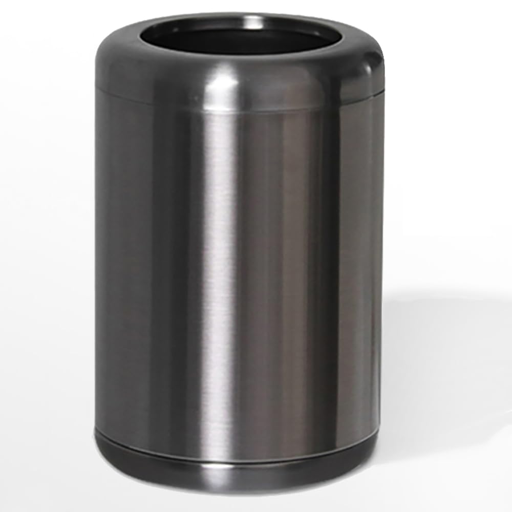 10L/2.6Gal Brushed Stainless Steel Trash Can with Open Top - Elegant Black Gold Waste Bin for Bathroom, Kitchen, Office, Living Room & Bedroom | Durable Garbage Can for Home, Hotel & Commercial Use