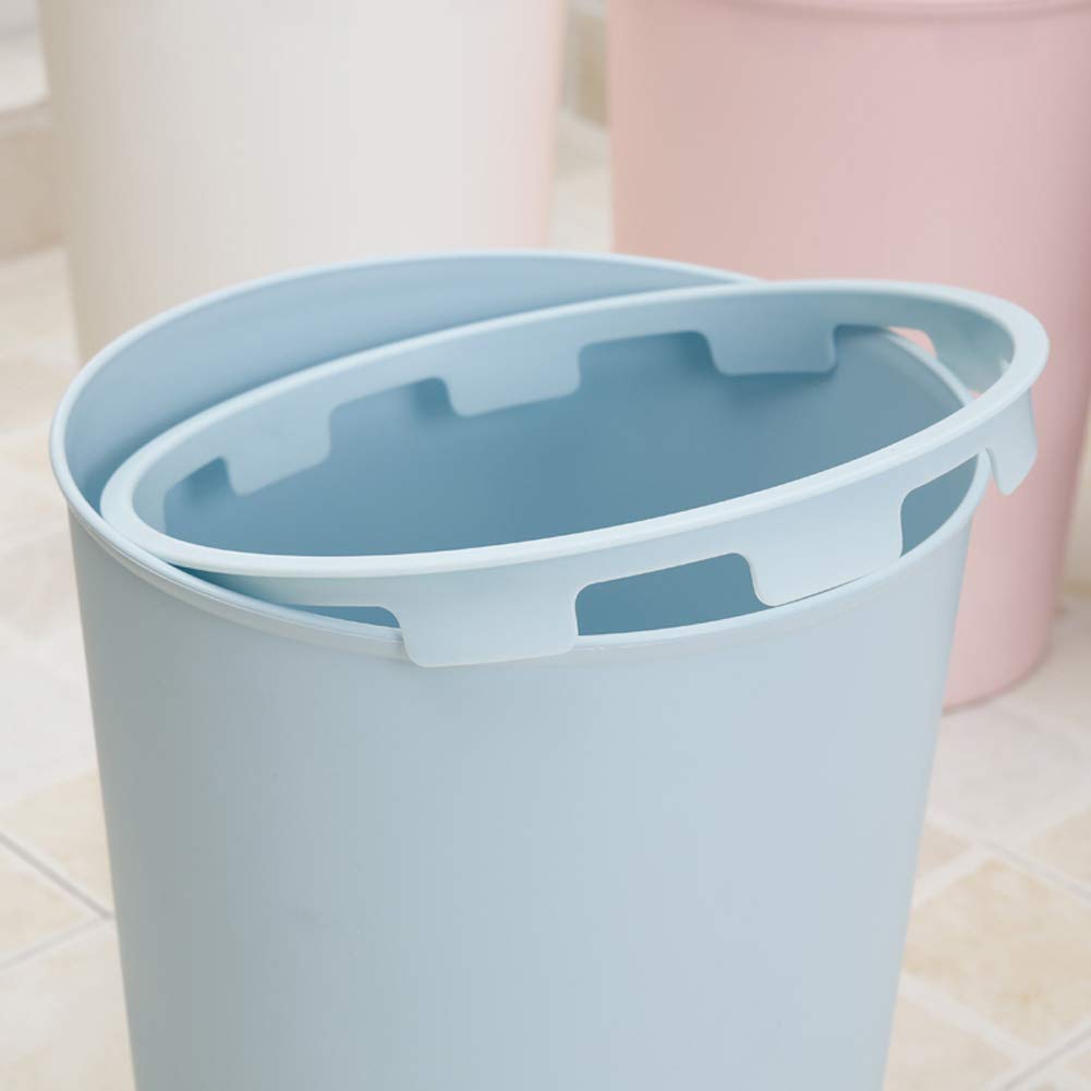 Hflove 12L Plastic Trash Can for Kitchen & Living Room - Durable Waste Bin with Lid, Blue - Perfect for Home, Office, and Bathroom Use