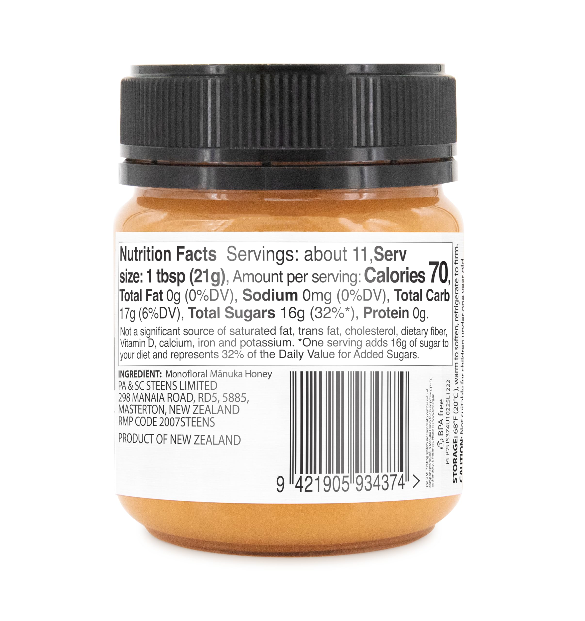 Steens UMF 10+ Manuka Honey 7.9oz - Pure Raw NZ Honey for Immunity & Wellness