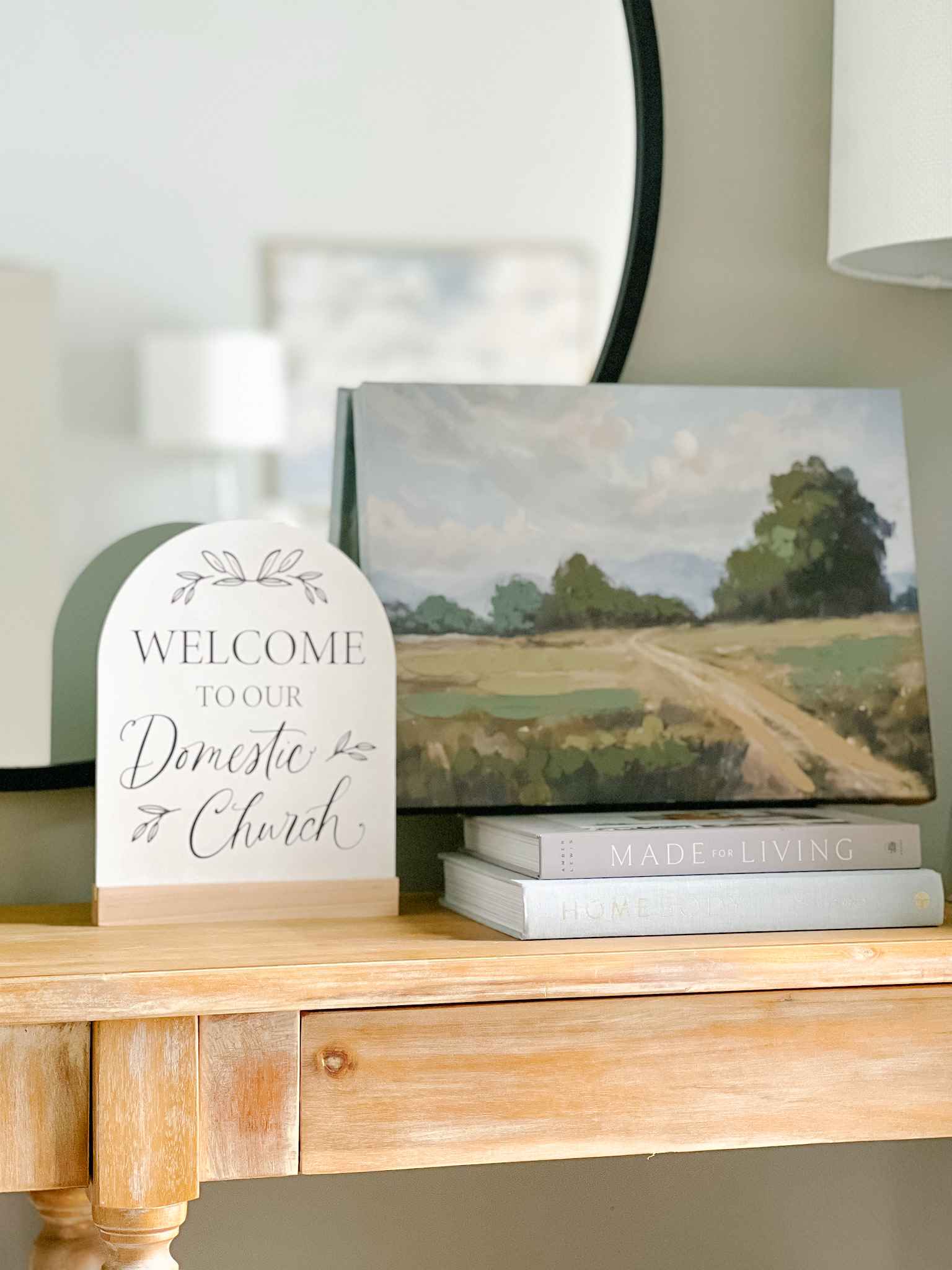 Domestic Church Arch Sign - Handcrafted Wooden Home Decor for Christian Families - Perfect for Weddings, Baptisms & Religious Celebrations
