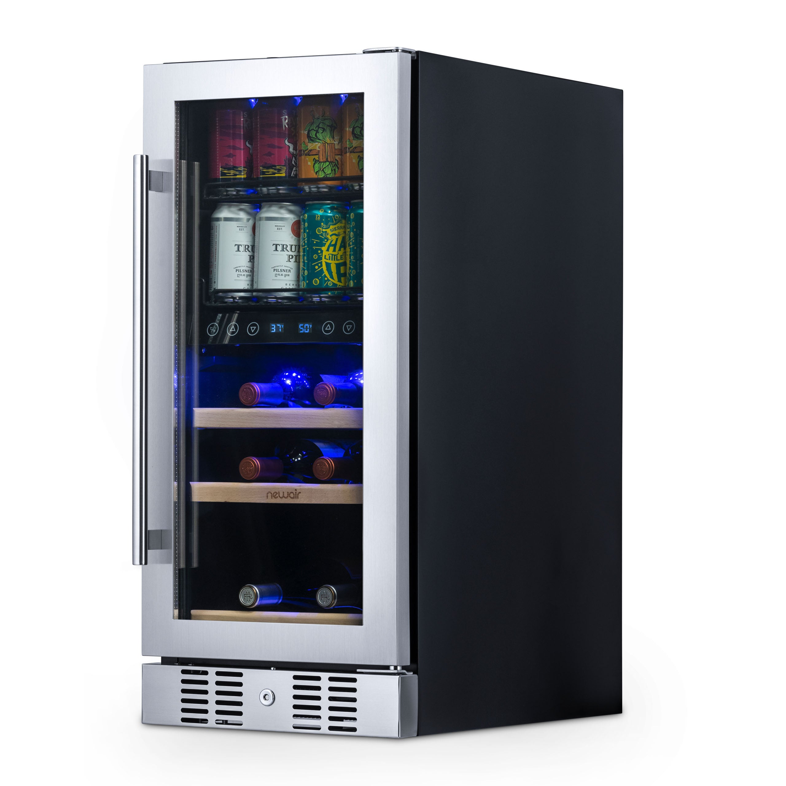 Newair® 48 Can 9 Bottle Built-in Dual Zone Beverage Refrigerator - Perfect for Home Bar, Office, or Man Cave Drinks Storage