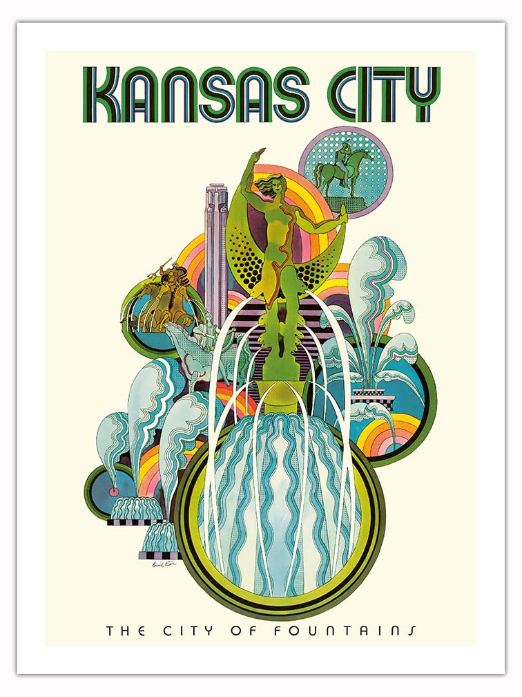 Vintage Kansas City Travel Poster by David Klein - 1960s Retro Art Print on Premium 290gsm Bamboo Paper (24x32in Unframed) - Perfect for Home Decor, Office Wall Art & Midwestern Memorabilia Collection