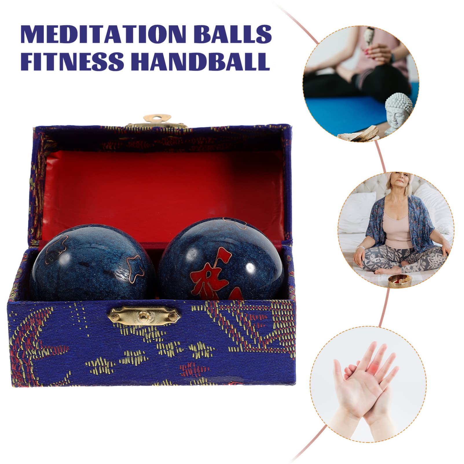 Exercise Massage Fitness Balls for Injury Recovery & Stress Relief - Baoding Meditation Therapy Balls for Hand Massage (Blue) | Perfect for Yoga, Office Relaxation & Physical Therapy