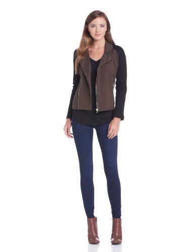 525 America Women's Color Block Moto Zip Jacket - Stylish Winter Outerwear for Casual Wear & Outdoor Activities | Perfect for Daily Commute, Travel & Street Fashion