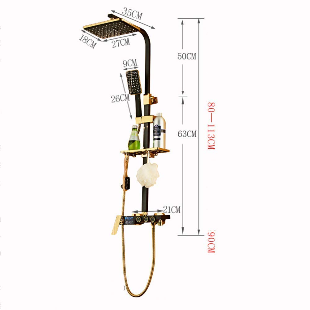 ShiSyan Wall-Mounted Shower System with Digital Temperature Display - Includes Rainfall Shower Head, Handheld Shower, and Bathtub Spout in Matte Black - Perfect for Modern Bathroom Renovations and Spa-Like Shower Experiences