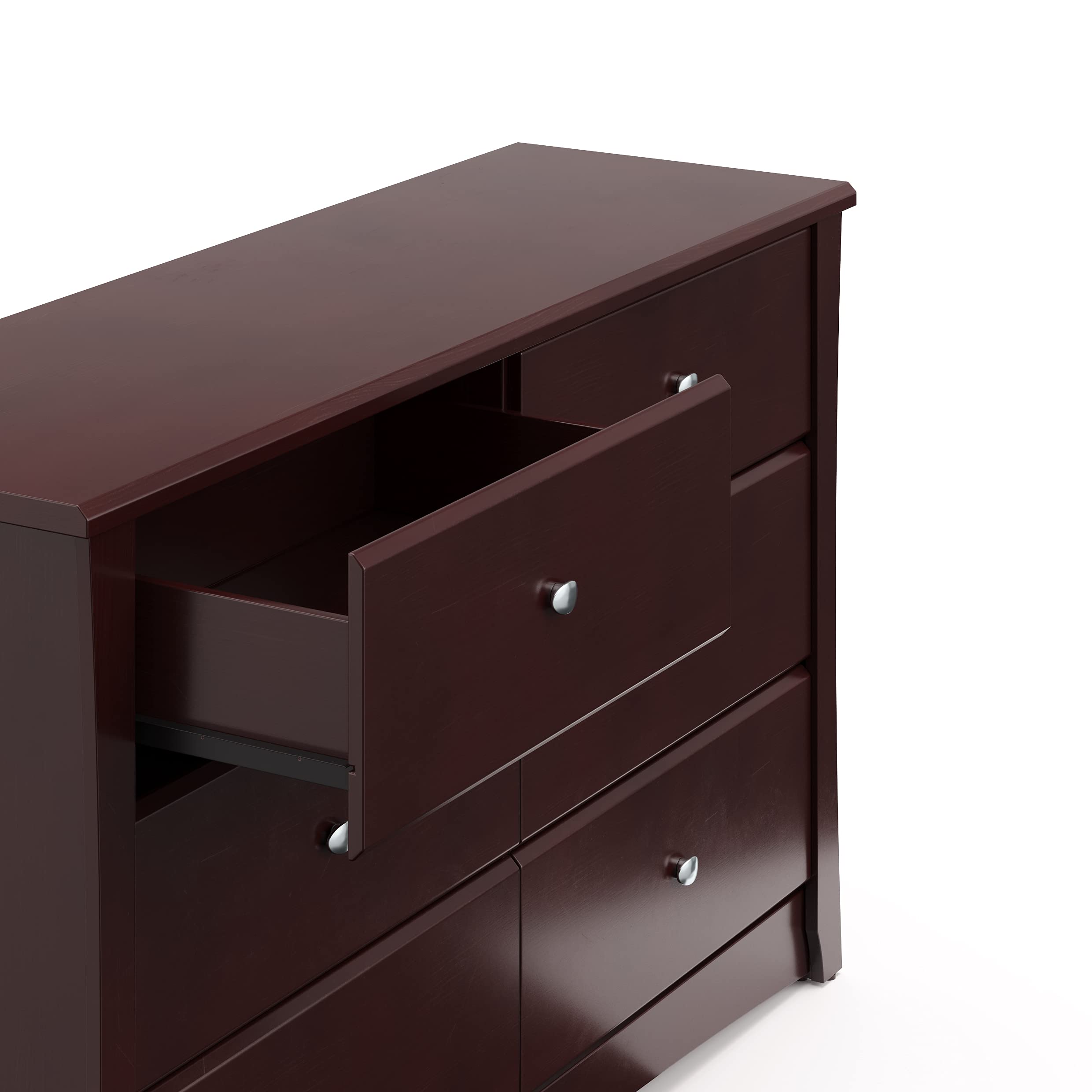 Storkcraft Crescent 6-Drawer Double Dresser in Espresso - GREENGUARD Gold Certified Nursery Dresser for Kids' Room, Baby Dresser with Storage Organizer, Sturdy Chest of Drawers for Bedroom & Nursery Organization