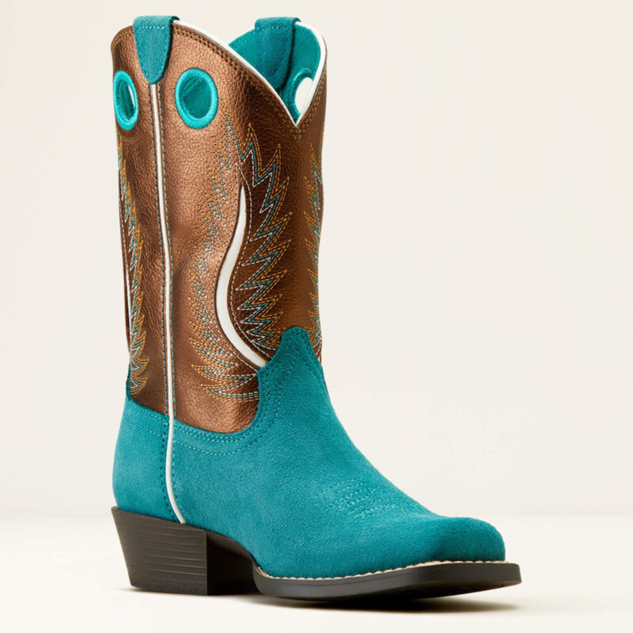 Ariat Kid's Futurity Fort Worth Western Boots - Teal & Gold for Girls - Perfect for Rodeo, Horse Riding & Country Fashion