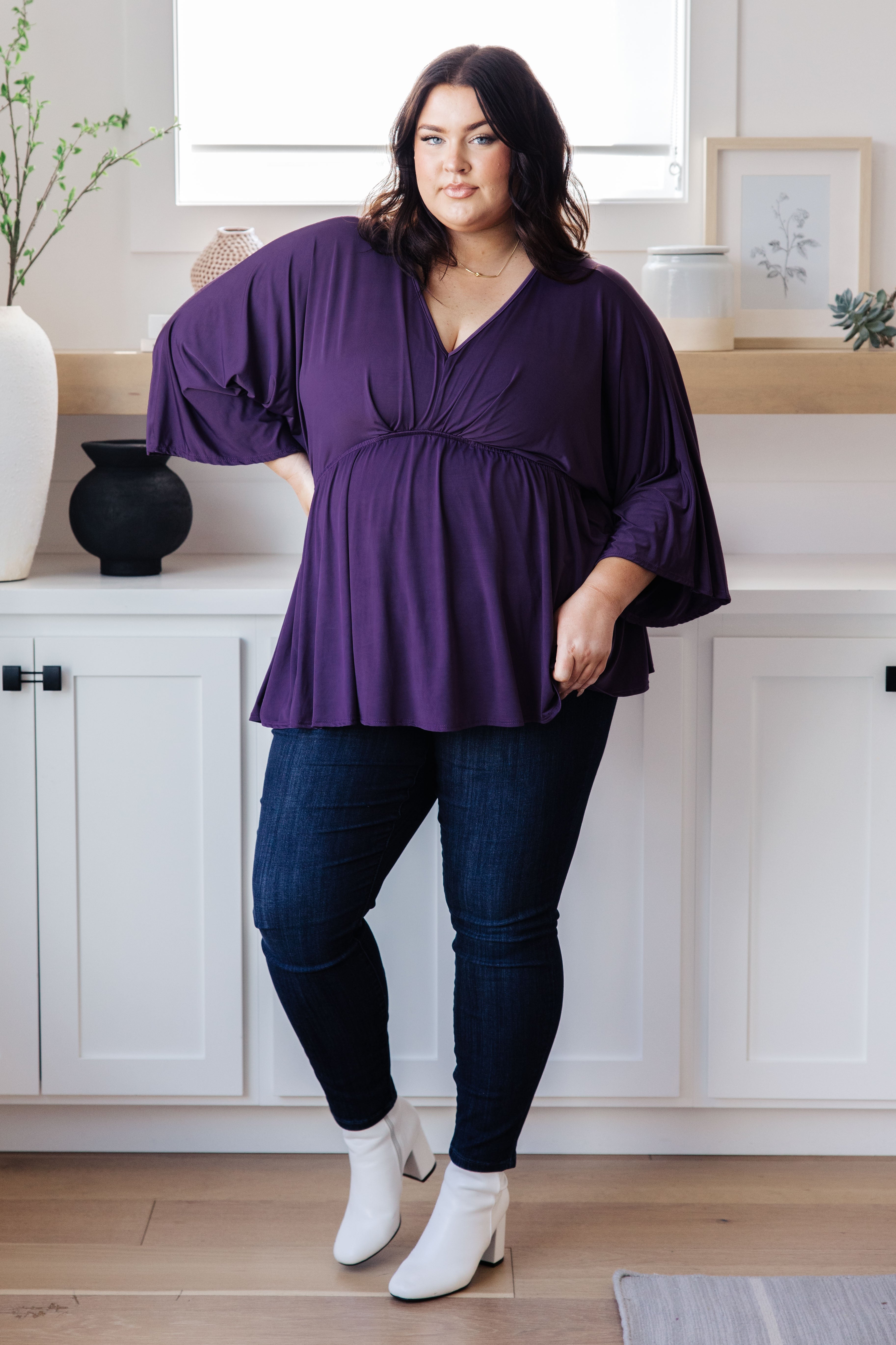 Love On The Line V Neck Peplum Blouse - Women's Fashion Tops for Work, Date Night & Special Occasions