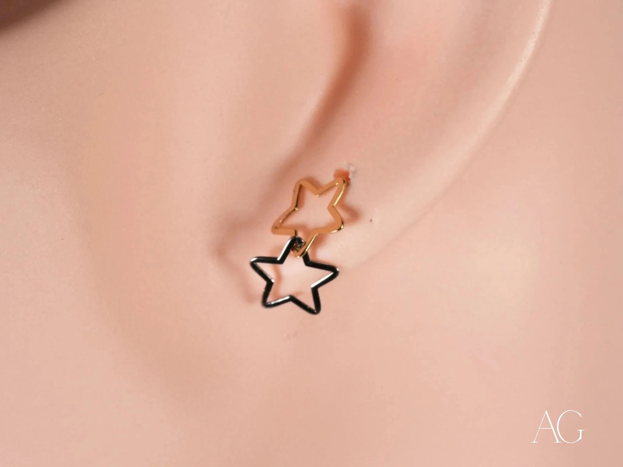 Dual Star Earrings - Elegant & Lightweight Sterling Silver Dangle Earrings for Women, Perfect for Everyday Wear, Parties & Special Occasions