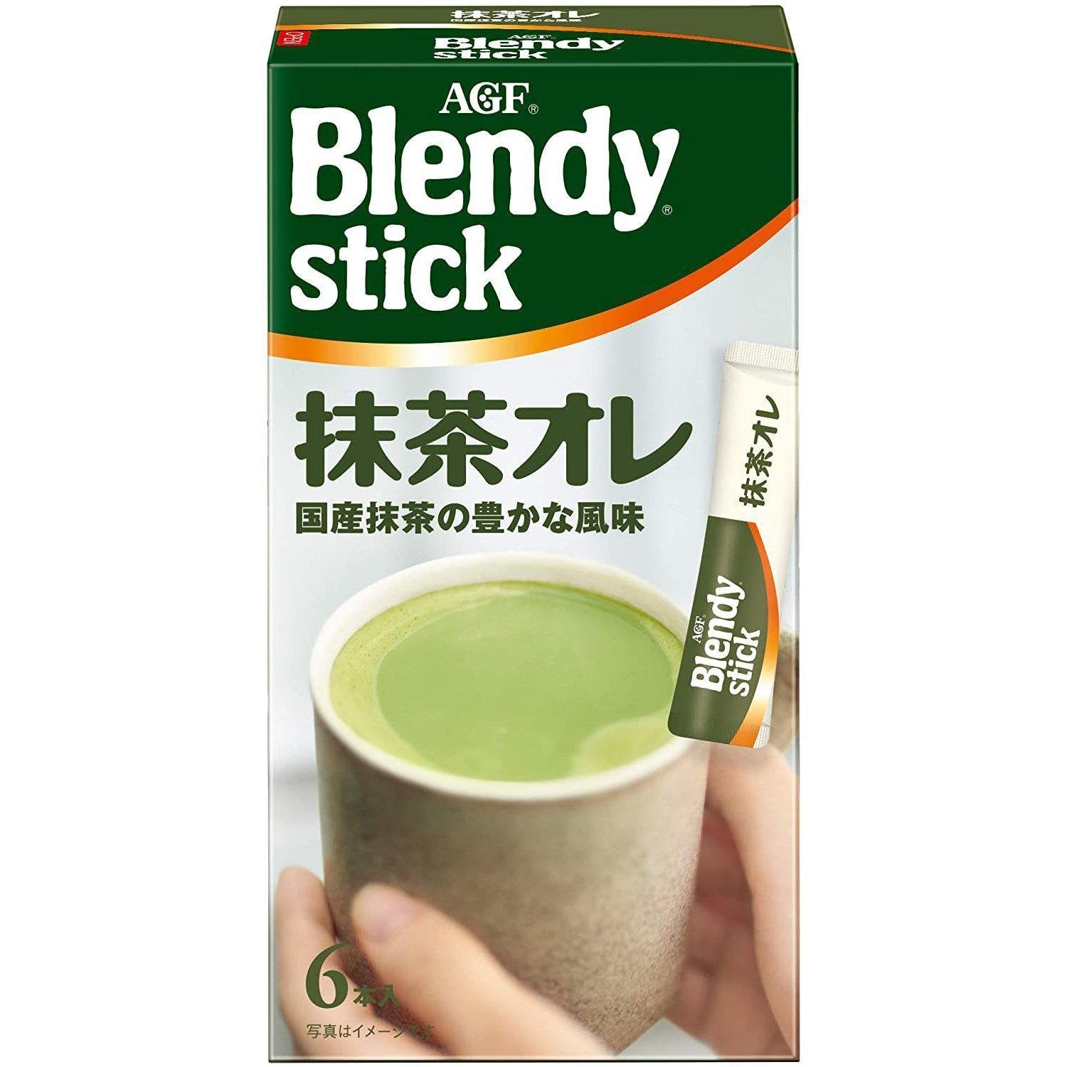 AGF Blendy Stick Matcha Au Lait (Green Tea Latte) 6 Sticks - Instant Japanese Matcha Powder for Coffee, Smoothies & Baking
