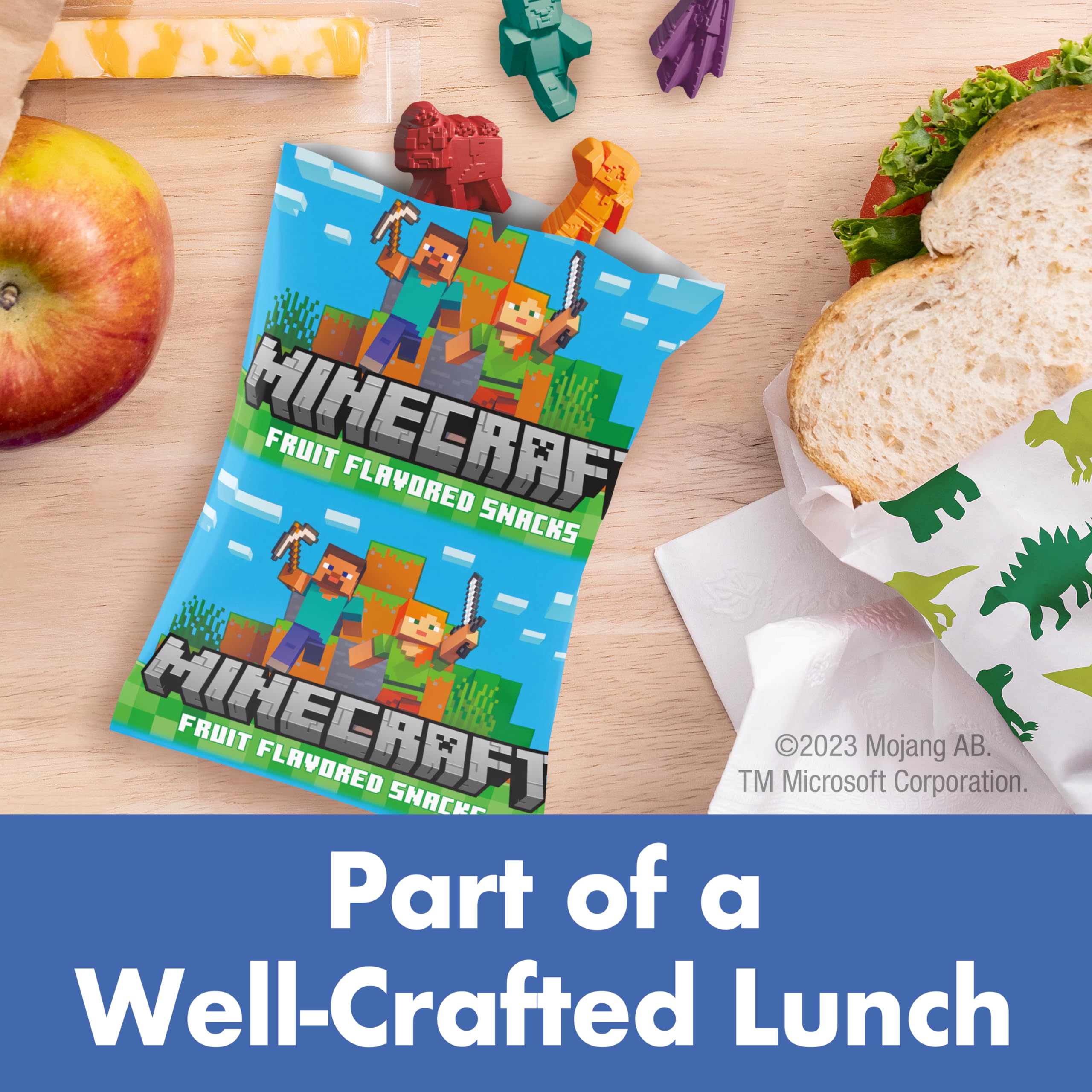 Betty Crocker Minecraft Fruit Flavored Snacks for Kids - Fat Free, Gluten Free, 17.6 oz Value Pack (22 Pouches) - Perfect for School Lunches, Birthday Parties & Gaming Snacks