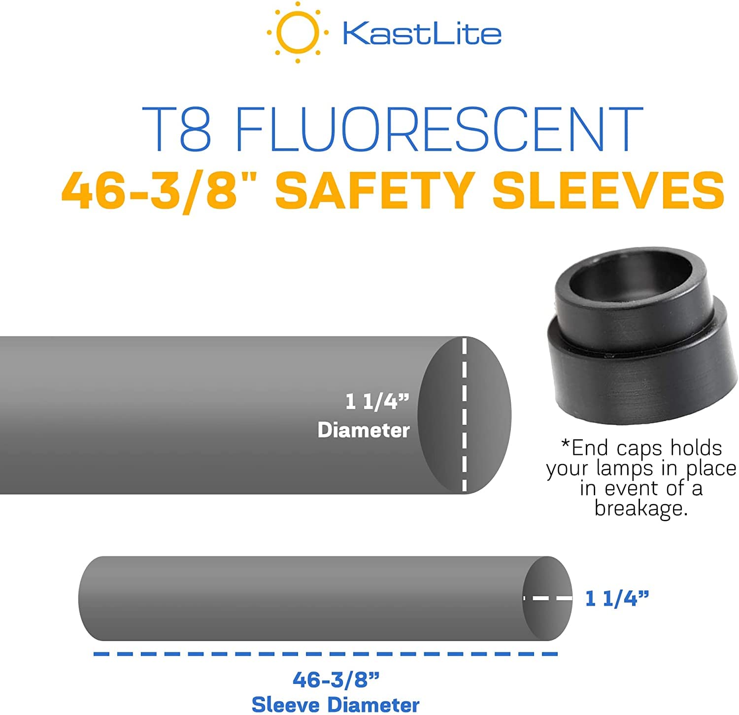 KastLite T8 Fluorescent Light Tube Guard with End Caps - 46-3/8