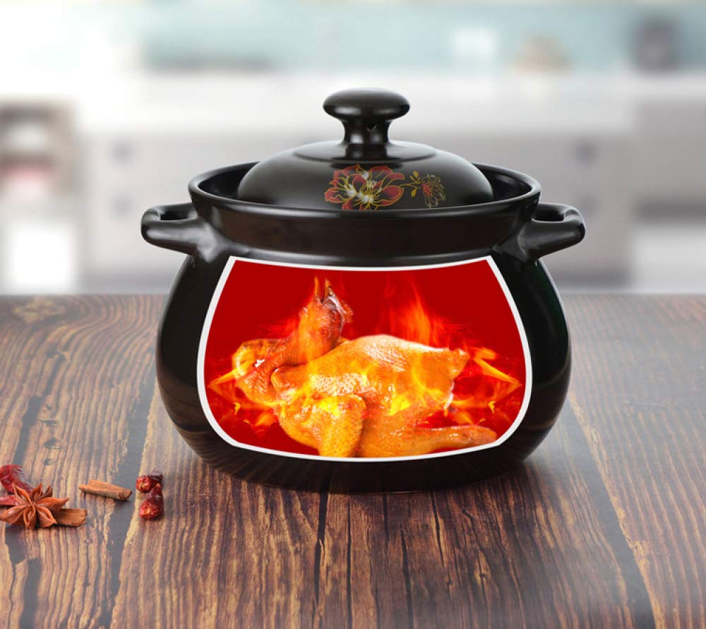 High-Temperature Resistant Stoneware Soup Pot with Lid - 5.5L Healthy Casserole Pan for Cooking, Stewing & Slow Cooking | Perfect for Soups, Stews, Braising & Serving Dishes | Oven, Stovetop & Tabletop Safe