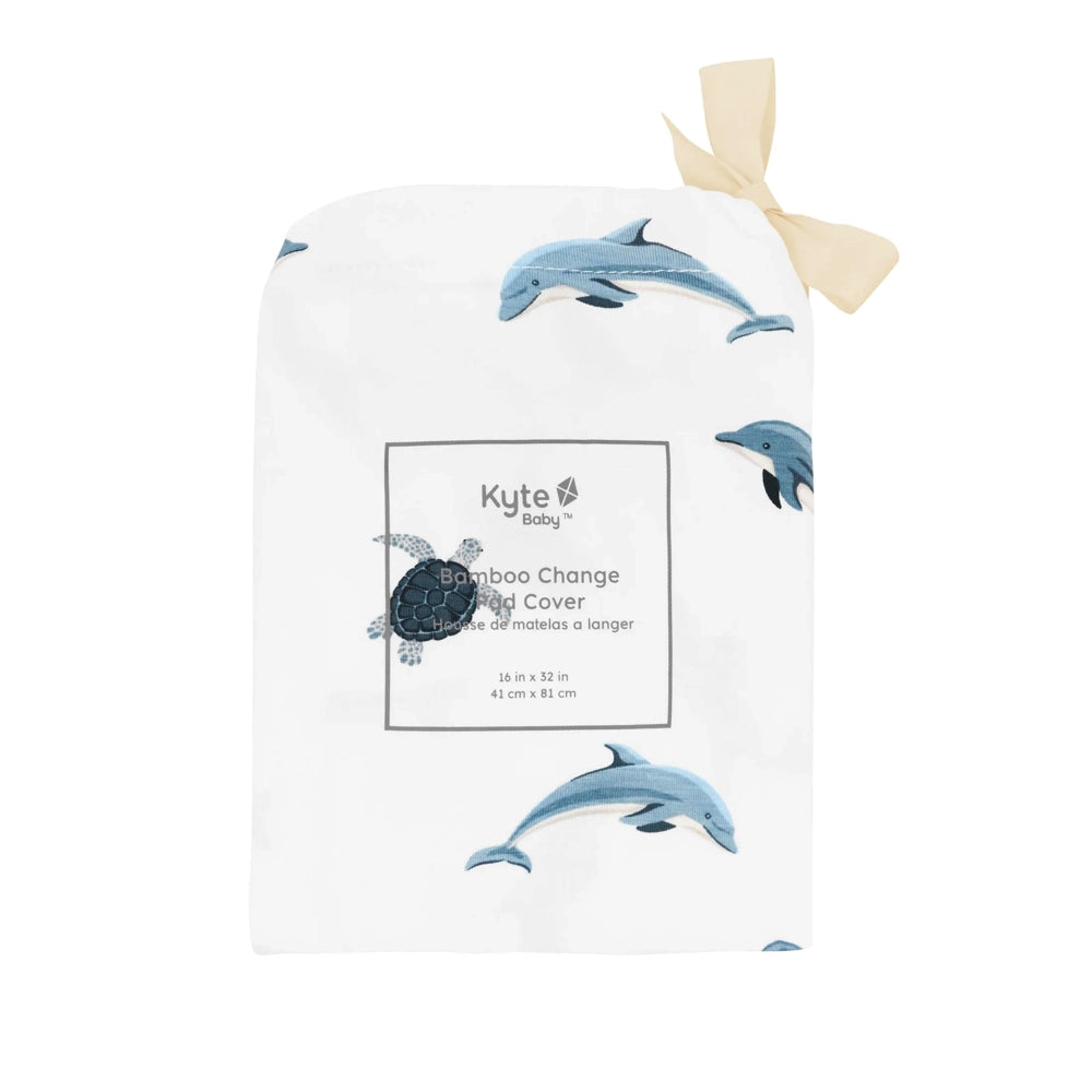 Kyte Baby Waterproof Change Pad Cover - Soft & Absorbent Dolphin Print for Nursery, Diaper Changing Station & Travel Use
