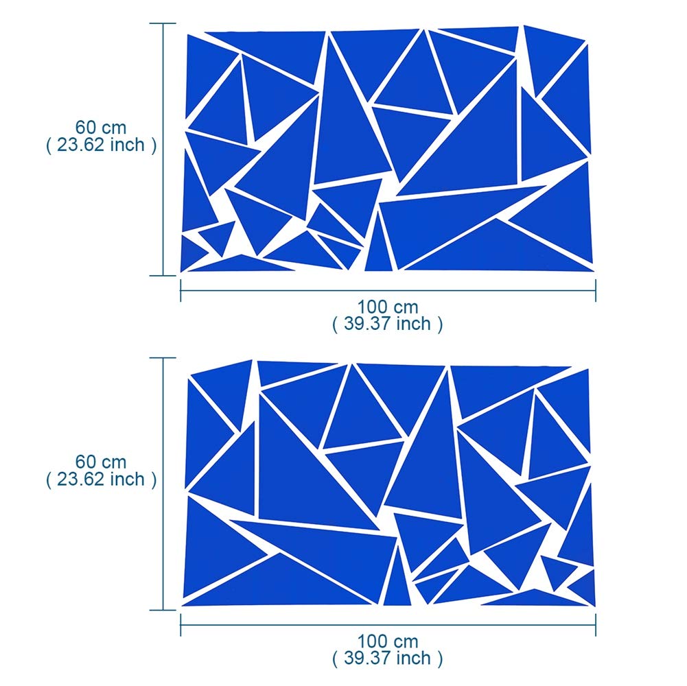 2 Pack Blue Triangle Vinyl Car Decals - DIY Auto Body Stickers for Cars, Trucks & SUVs - Weatherproof Decorative Graphics for Windows, Bumpers & Doors