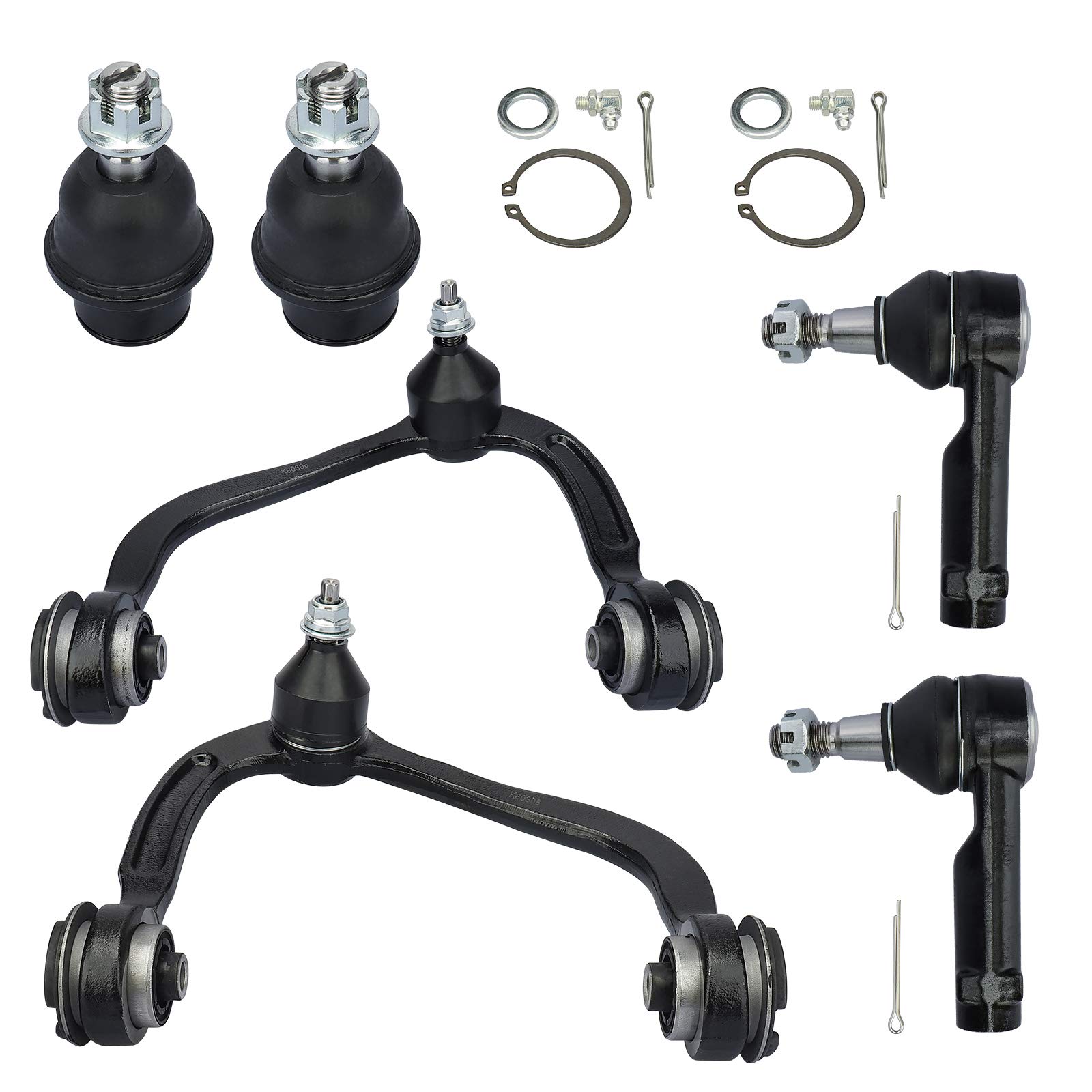 Ford F-150 & Lincoln Mark LT Suspension Kit - Front Upper Control Arm with Ball Joint, Outer Tie Rod Ends & Lower Ball Joint Replacement (6pc Set) - Heavy Duty Truck Suspension Parts for Off-Roading & Towing