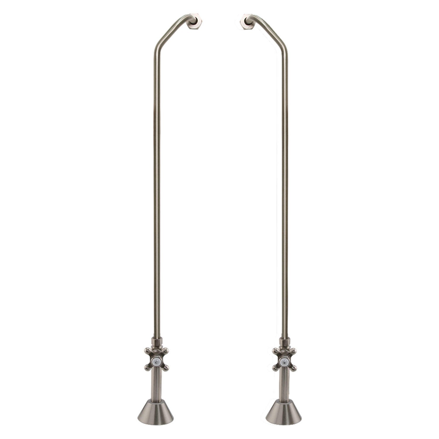 Signature Hardware 139887 Freestanding Offset Tub Supply Lines with Cross Handle Shutoff Valves - Chrome Finish for Copper Pipes - Perfect for Bathroom Renovations & Plumbing Upgrades