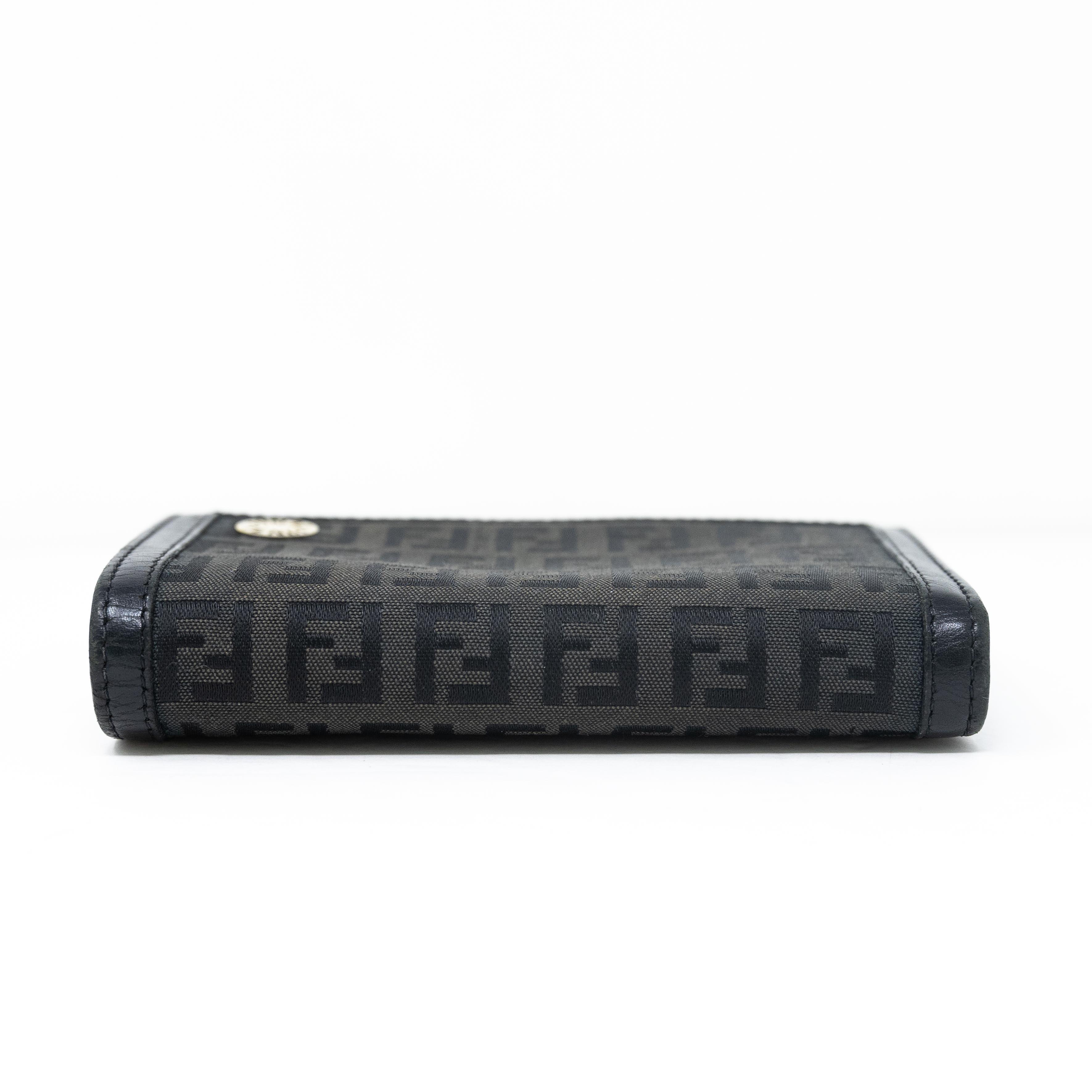 Fendi Black Zucchino Leather Wallet for Women - Luxury Designer Bifold Wallet with Coin Pocket - Perfect for Everyday Use, Travel & Gift Giving