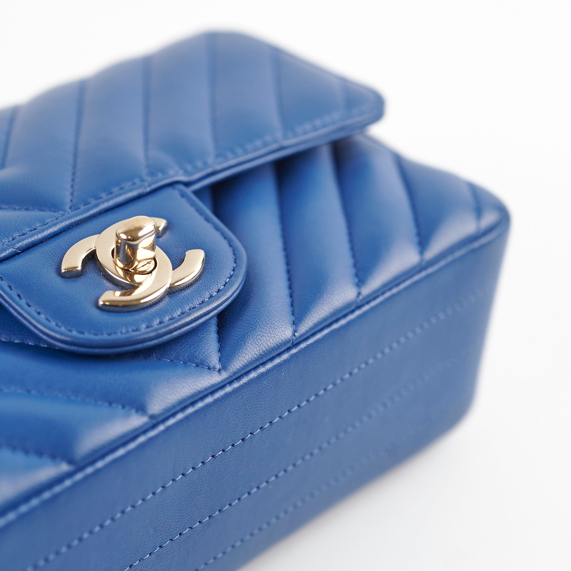 Chanel Mini Rectangular Classic Chevron Lambskin Blue Handbag - Authentic Luxury Crossbody Bag for Women | Perfect for Evening Parties, Date Nights & Special Occasions